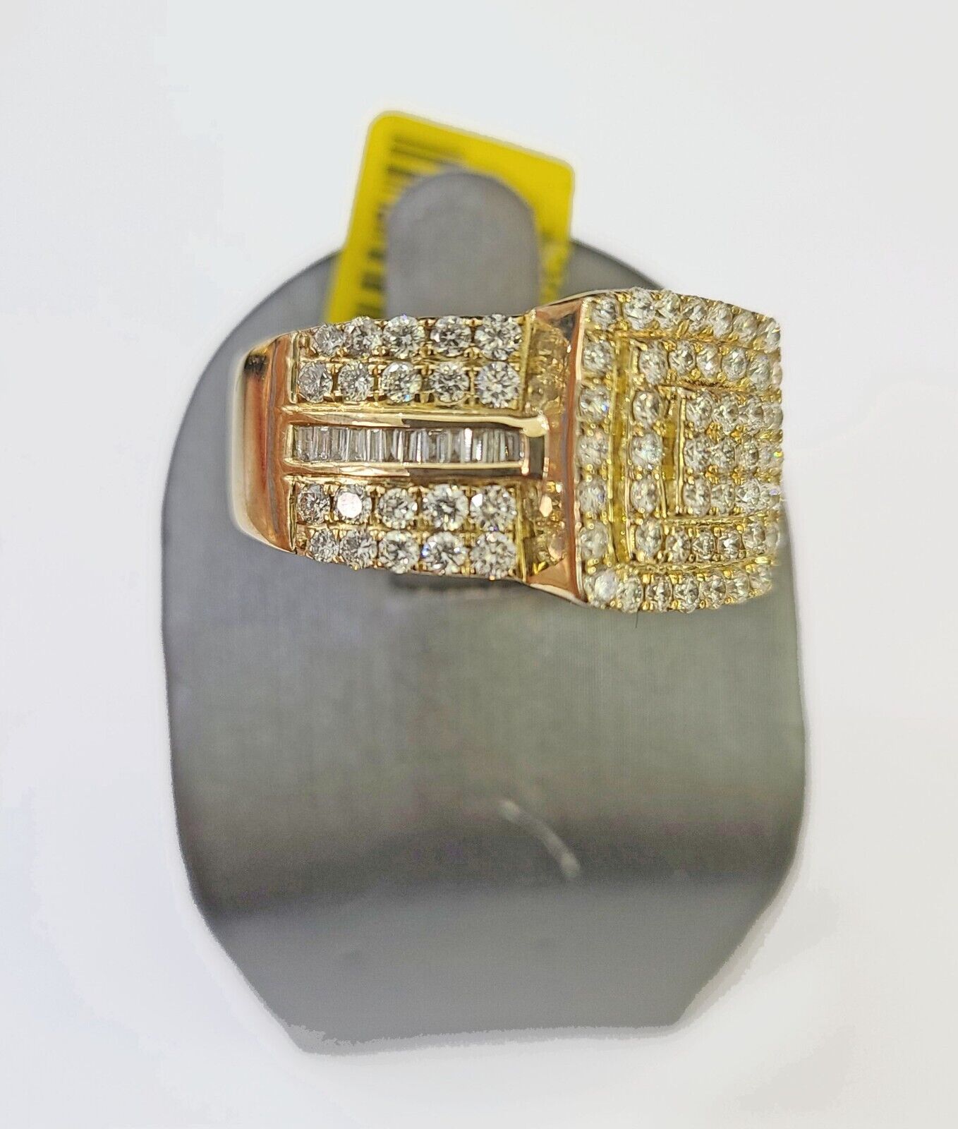 Real 10k Yellow Gold Diamonds Mens Ring Natural Diamond Square Sized Size 10 - GoldenlinQ