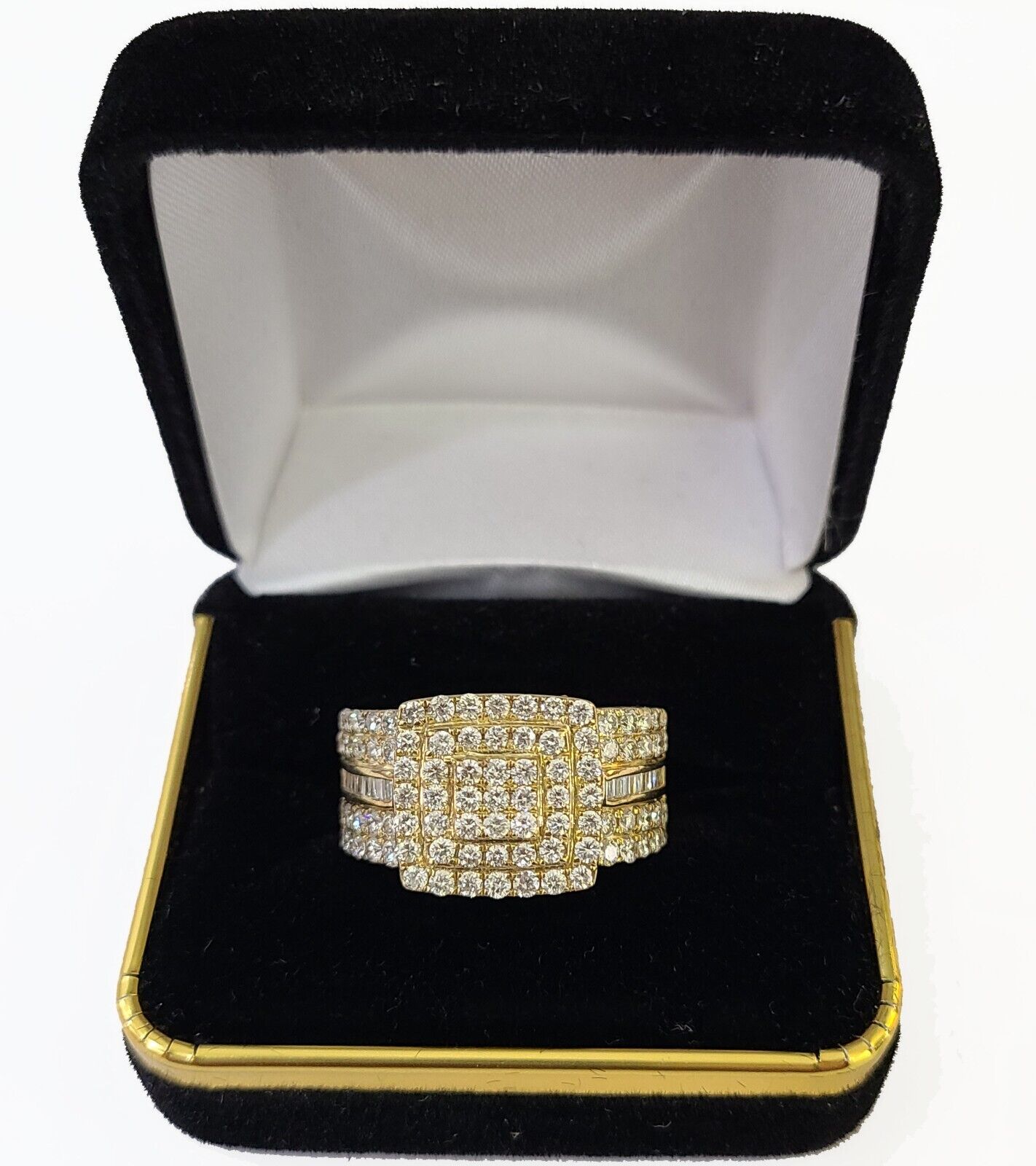 Real 10k Yellow Gold Diamonds Mens Ring Natural Diamond Square Sized Size 10 - GoldenlinQ