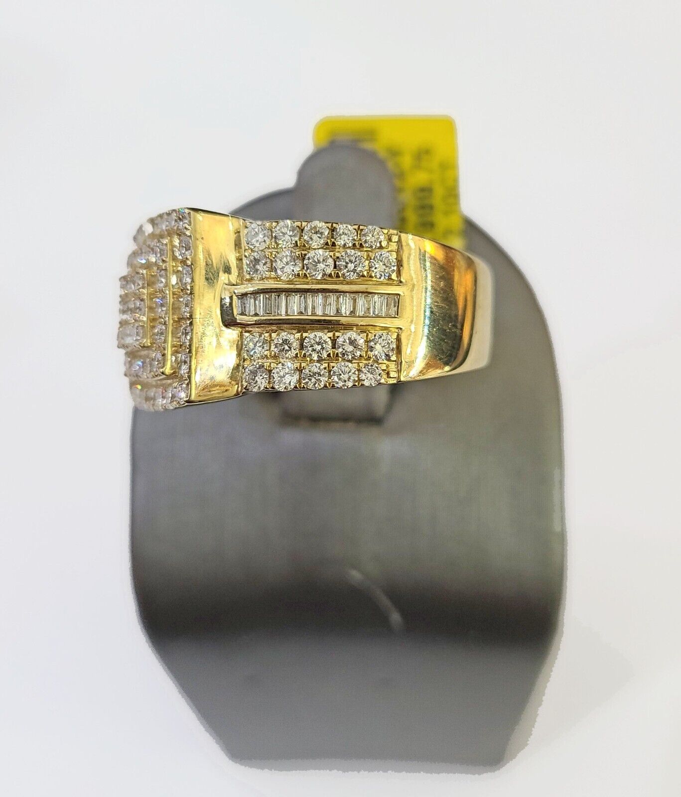Real 10k Yellow Gold Diamonds Mens Ring Natural Diamond Square Sized Size 10 - GoldenlinQ