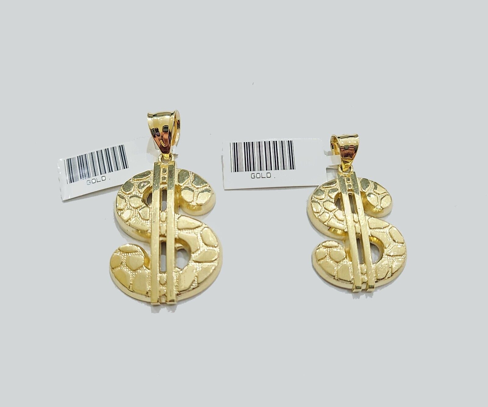 Real 10K Yellow Gold Dollar Sign Charm for 1 - 1.5'' inches Gold Pendant - GoldenlinQ