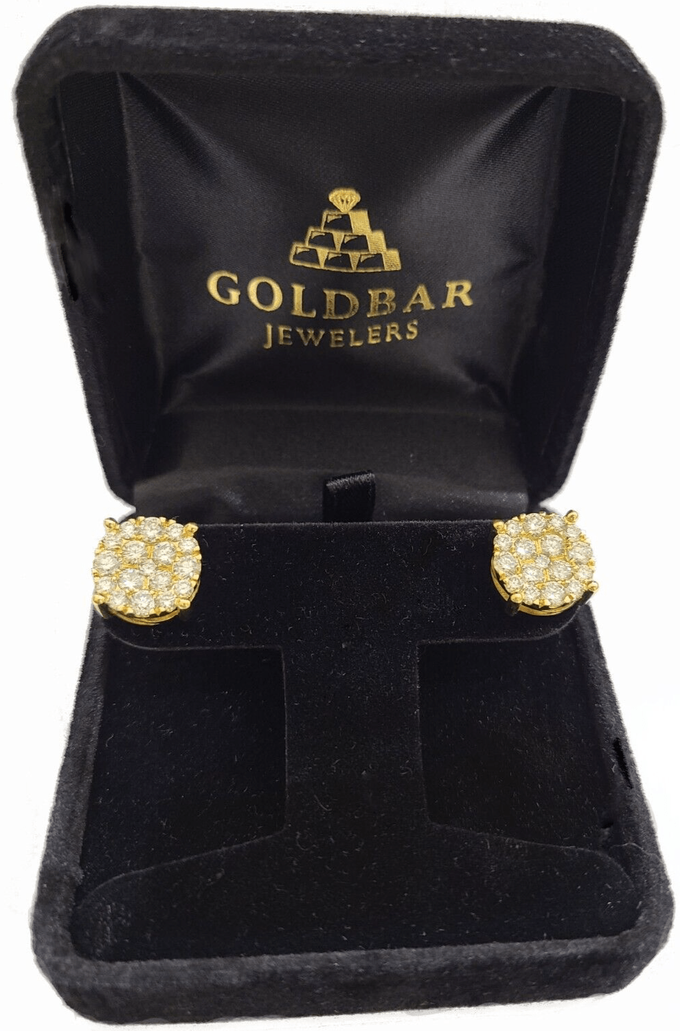 Real 10k Yellow Gold Earring Stud Diamond 3CT Round Design Men Women Screw Back - GoldenlinQ