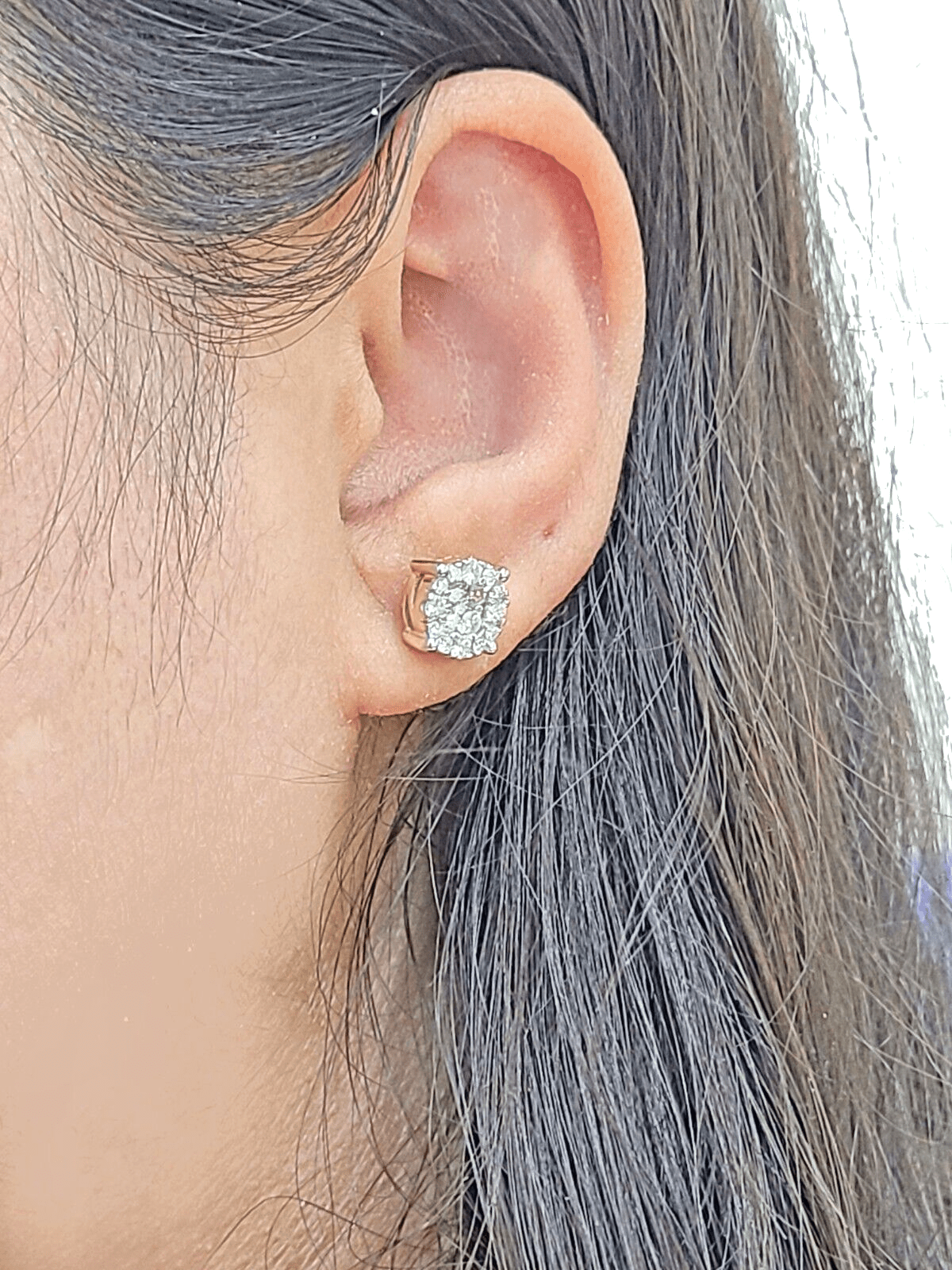 Real 10k Yellow Gold Earring Stud Diamond Round Design Men Women Screw Back - GoldenlinQ