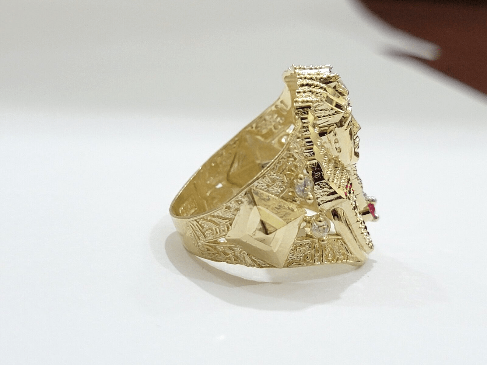 Real 10k Yellow Gold Egyptian Pharaoh Ring Size 10 Men Women - GoldenlinQ