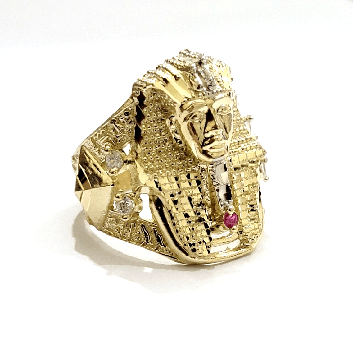 Real 10k Yellow Gold Egyptian Pharaoh Ring Size 10 Men Women - GoldenlinQ