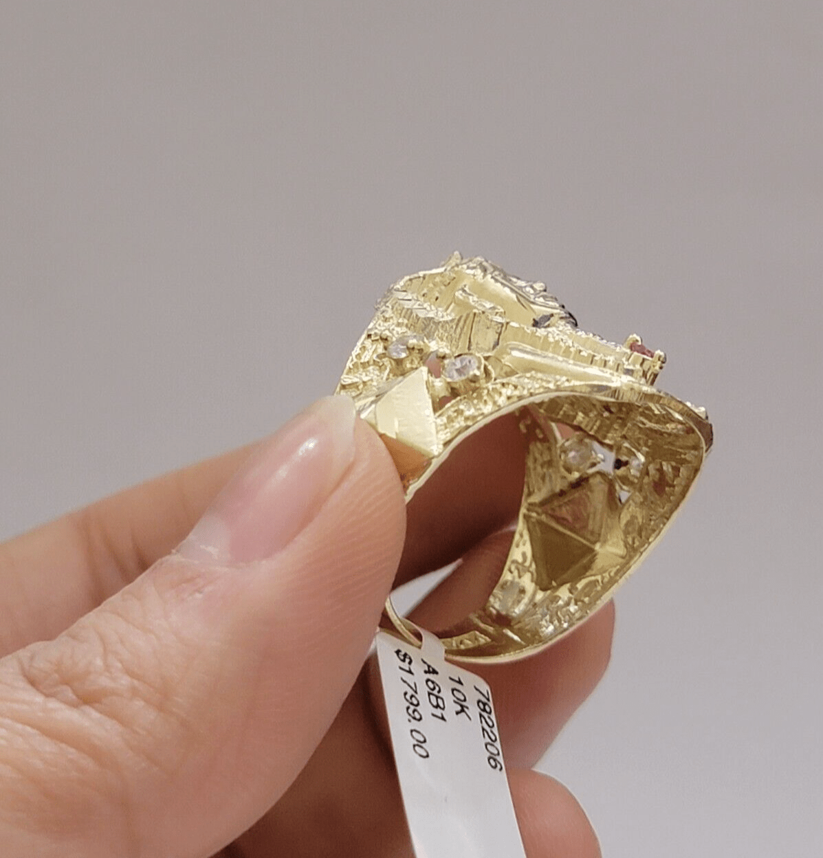 Real 10k Yellow Gold Egyptian Pharaoh Ring Size 10 Men Women - GoldenlinQ