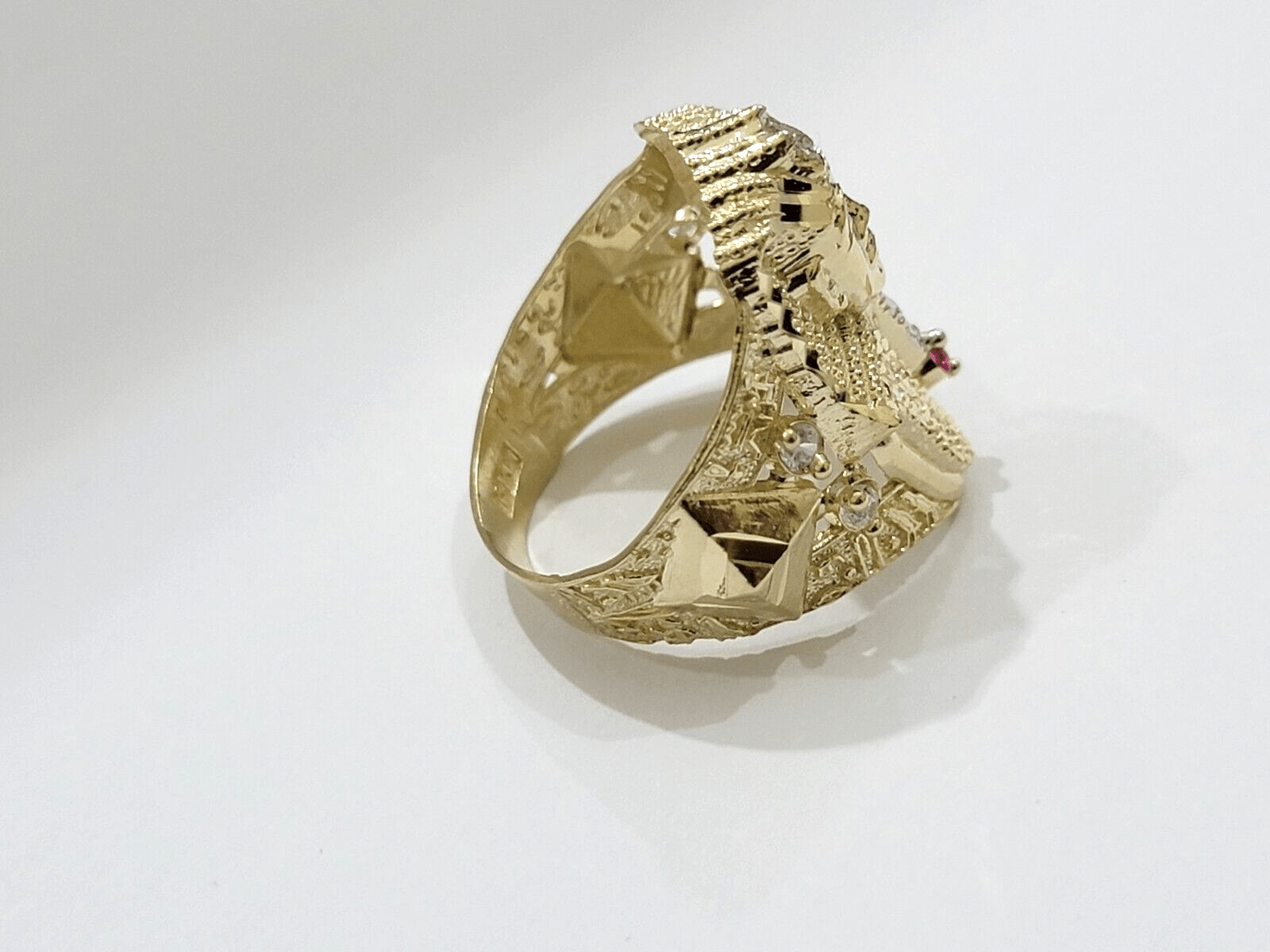 Real 10k Yellow Gold Egyptian Pharaoh Ring Size 10 Men Women - GoldenlinQ