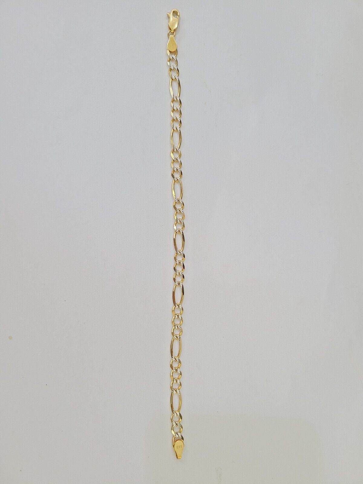 Real 10k Yellow Gold Figaro link Bracelet 5mm 8" Inch Men women Diamond Cut - GoldenlinQ