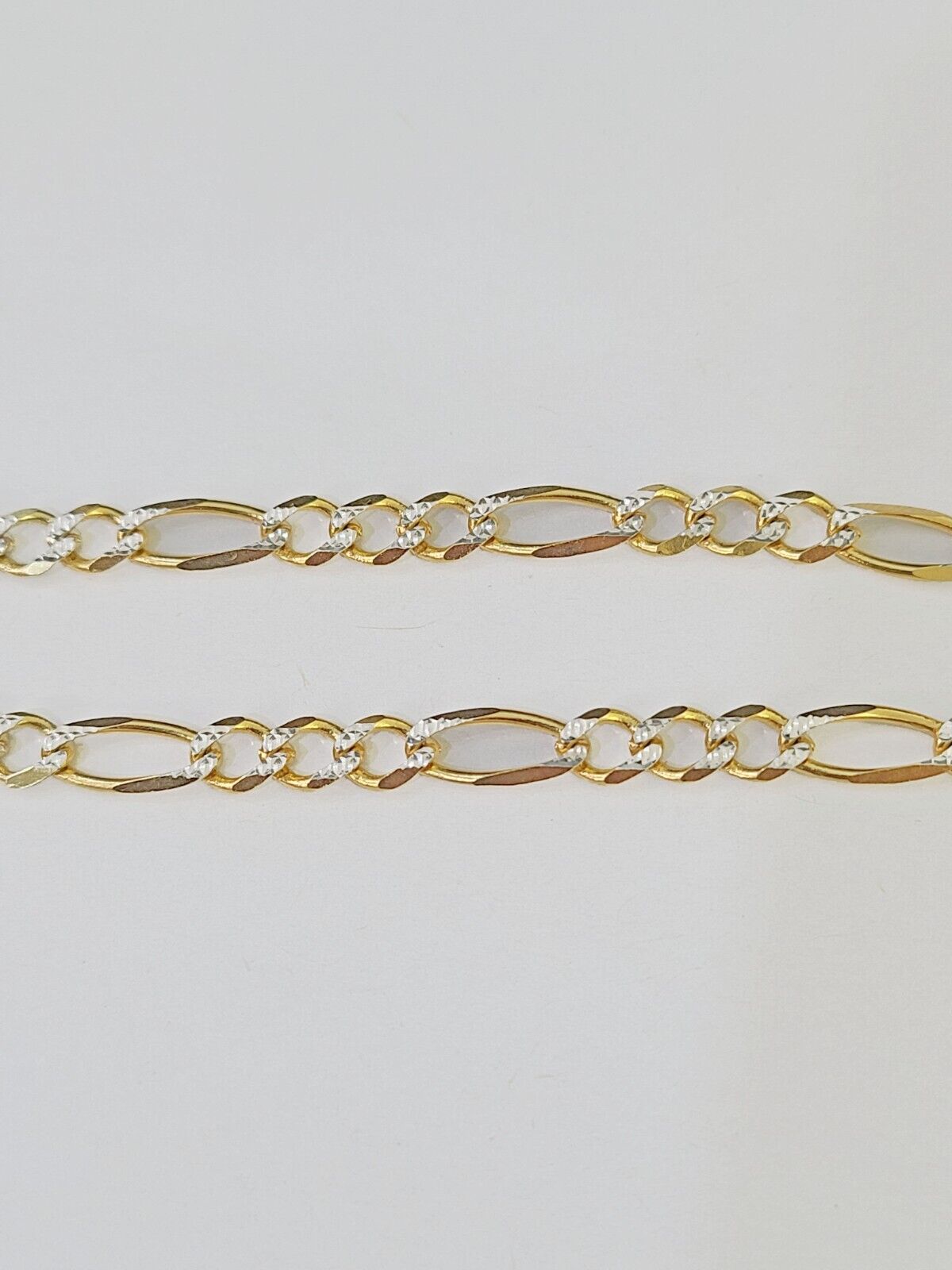 Real 10k Yellow Gold Figaro link Bracelet 5mm 8" Inch Men women Diamond Cut - GoldenlinQ