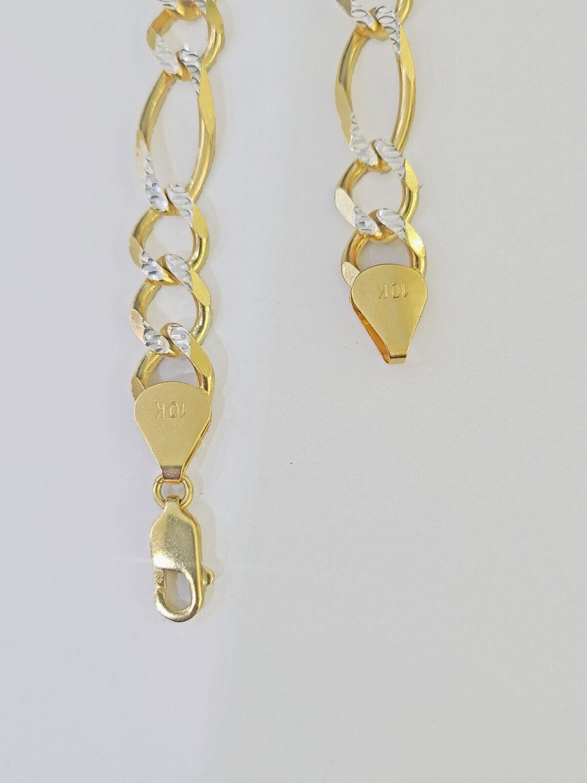 Real 10k Yellow Gold Figaro link Bracelet 9mm 8.5" Inch Solid Diamond Cut - GoldenlinQ