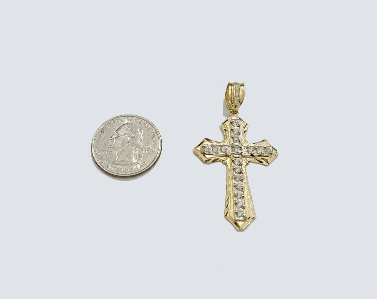 Real 10k Yellow Gold Franco Chain 2.5mm 20" inch Necklace Jesus Cross Charm 10kt - GoldenlinQ