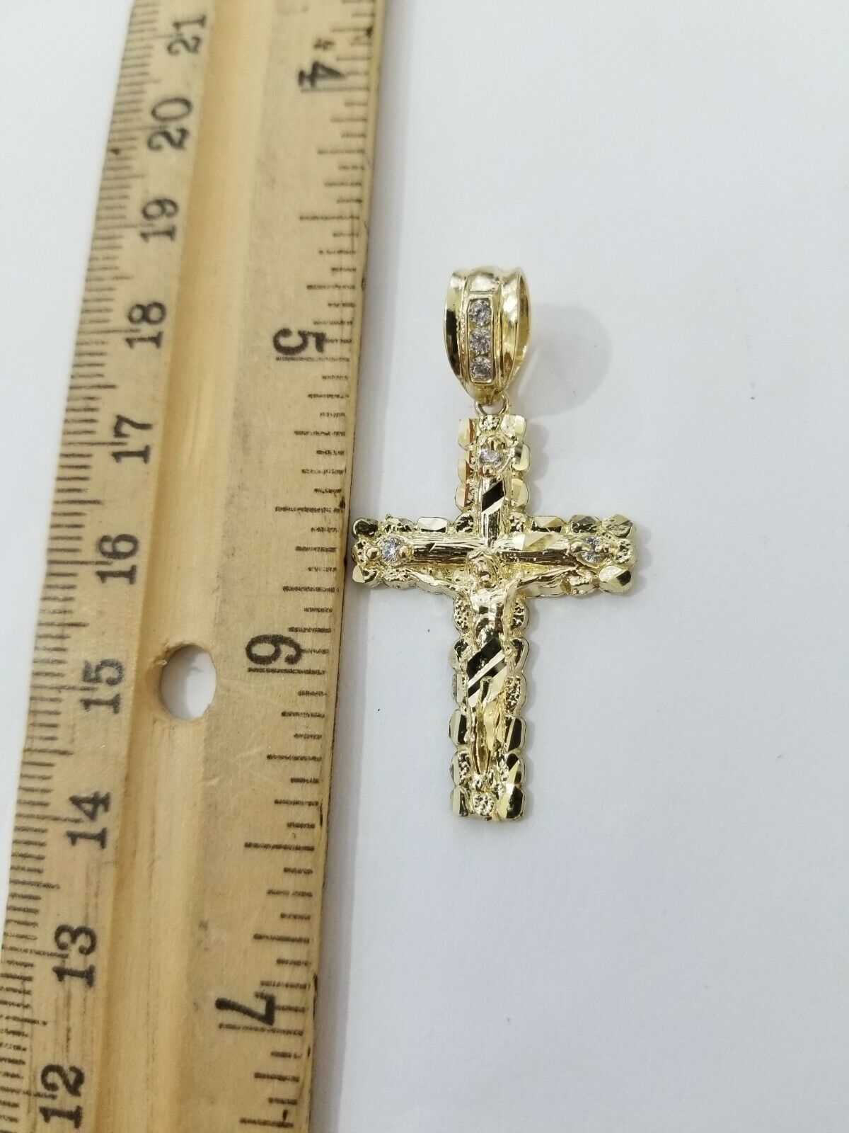 REAL 10k Yellow Gold Franco Chain & Cross Charm Pendant Set 16" - 26" 2mm Necklace - GoldenlinQ