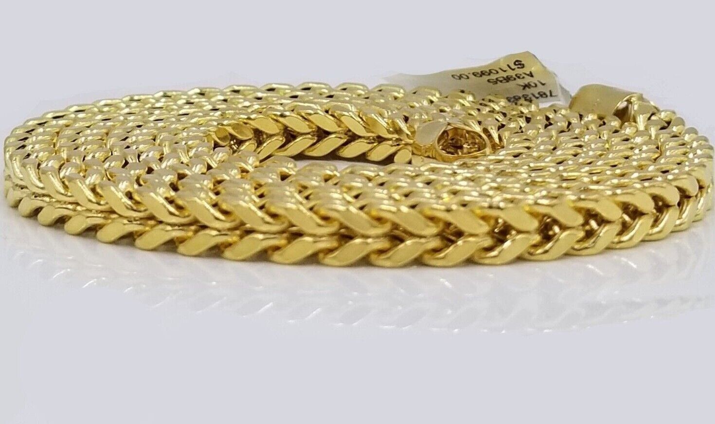 Real 10k Yellow Gold Franco Necklace 5mm 20" inch Short length Men's 10kt Chain - GoldenlinQ
