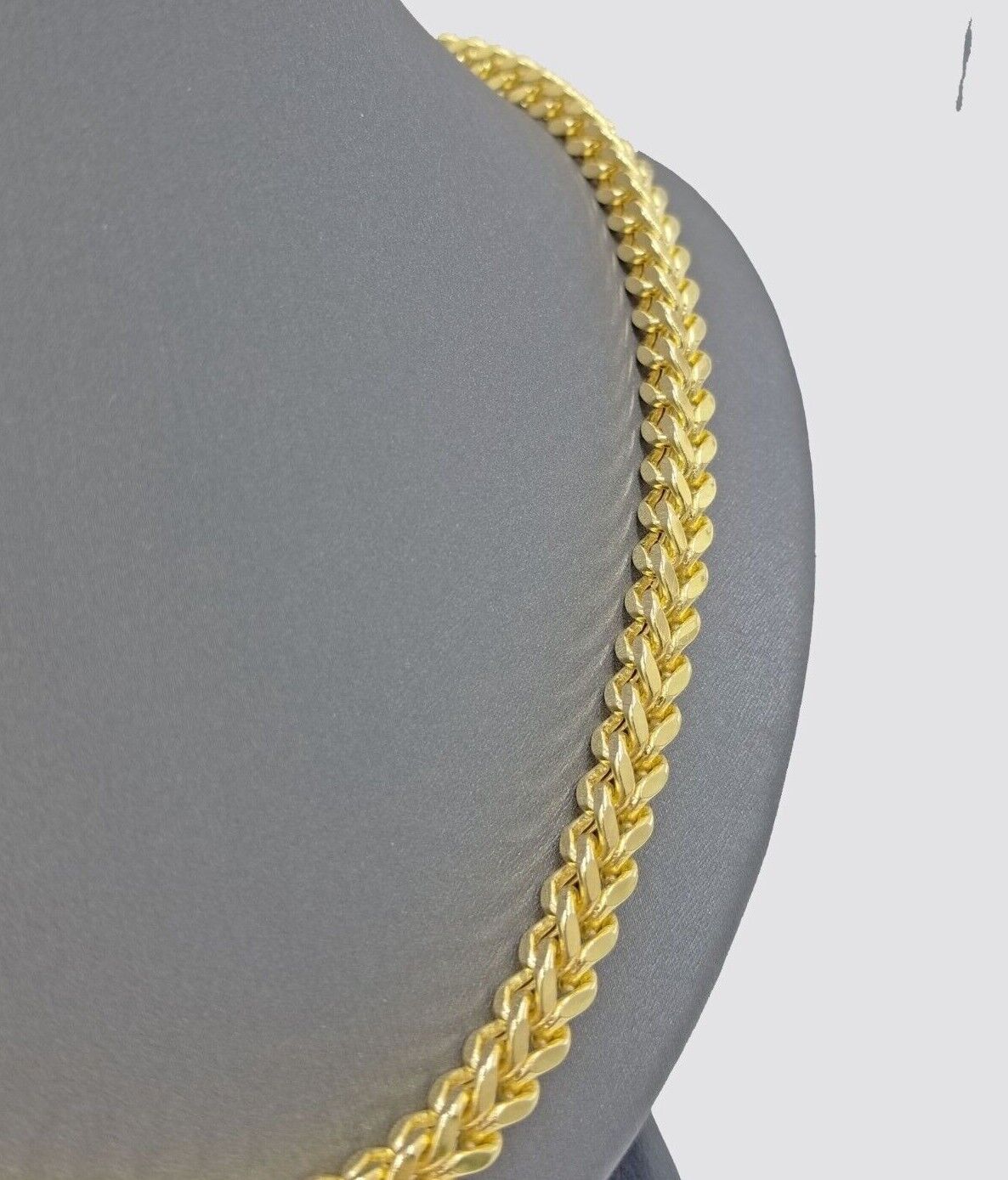Real 10k Yellow Gold Franco Necklace 5mm 22" inch Short length Men's 10kt Chain - GoldenlinQ