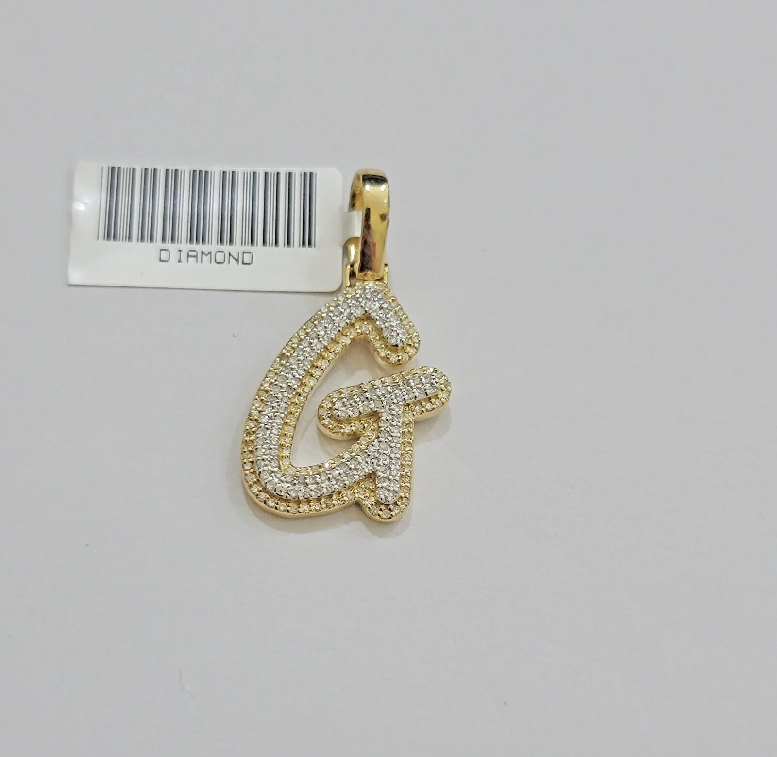 Real 10k Yellow Gold G Charm Pendant Letter Initial With Diamonds For Mens - GoldenlinQ