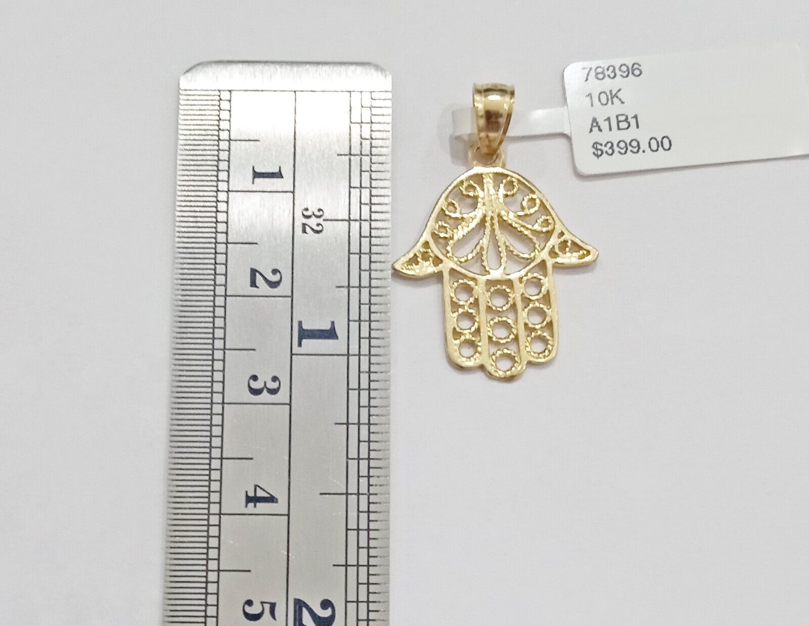 Real 10k Yellow Gold Hamsa Hand Charm Pendant Men Women 10kt gold - GoldenlinQ