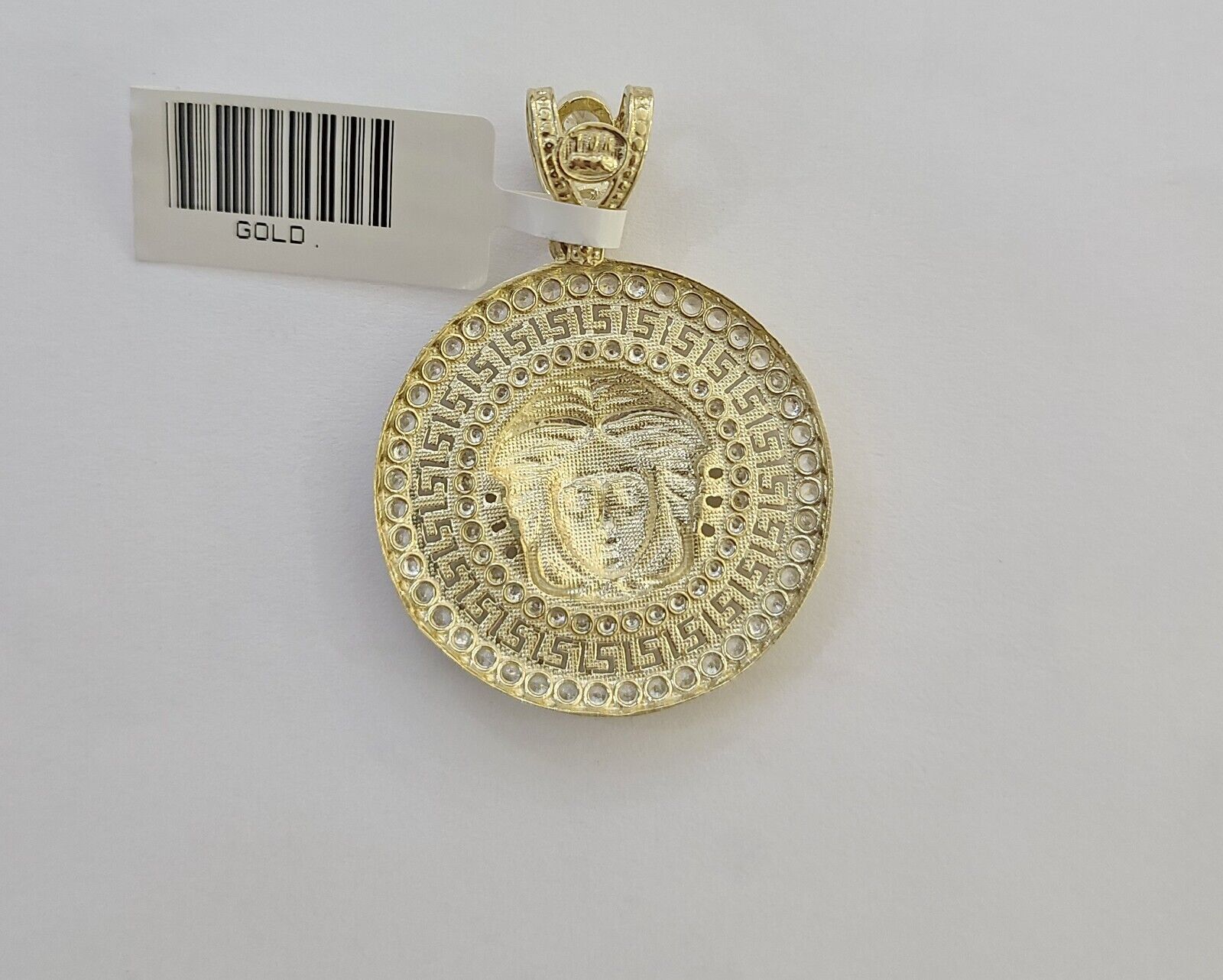 Real 10k Yellow Gold Head Charm Pendant 1.5" Inches Round Charm Circular 10kt - GoldenlinQ