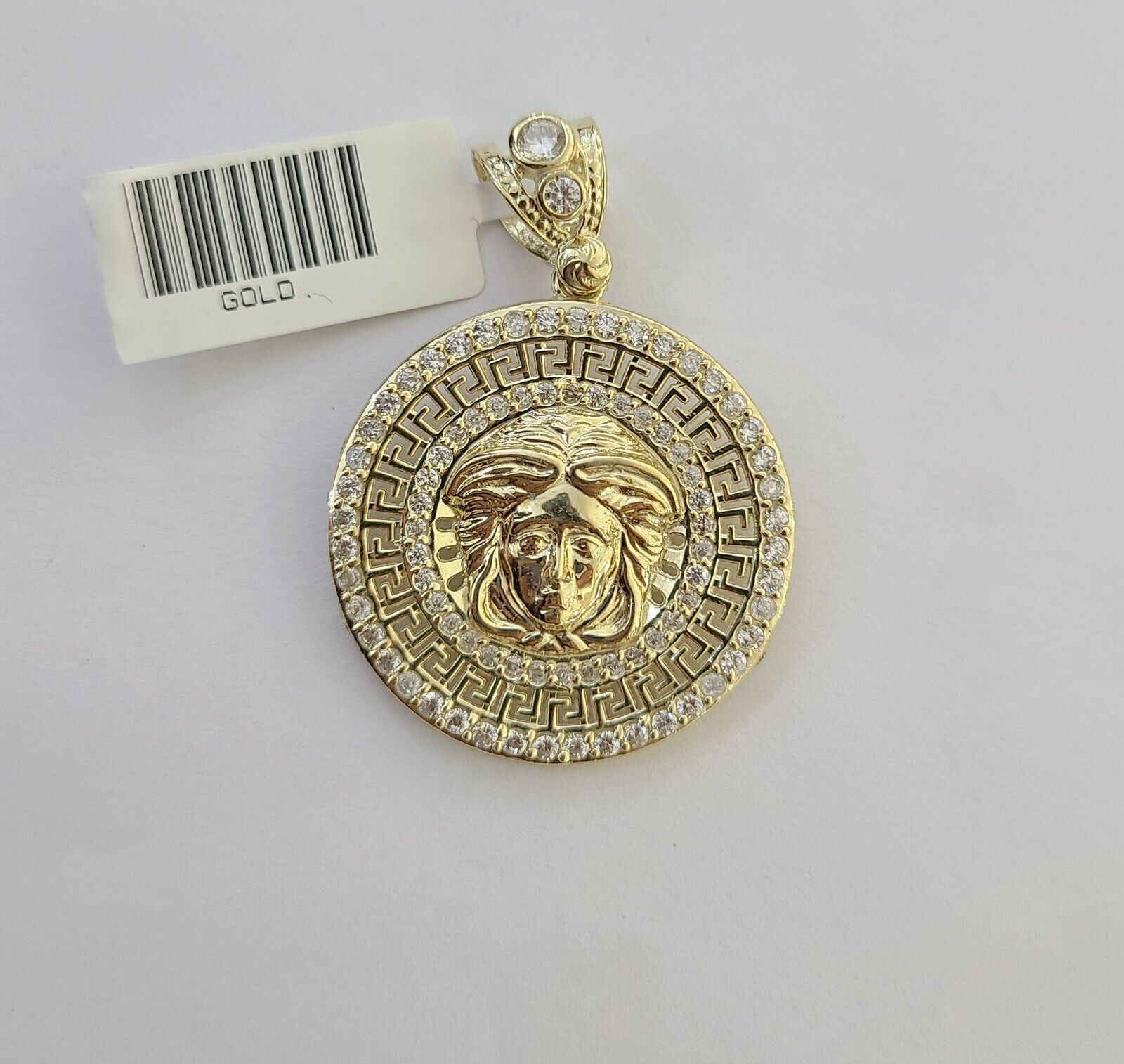 Real 10k Yellow Gold Head Charm Pendant 1.5" Inches Round Charm Circular 10kt - GoldenlinQ