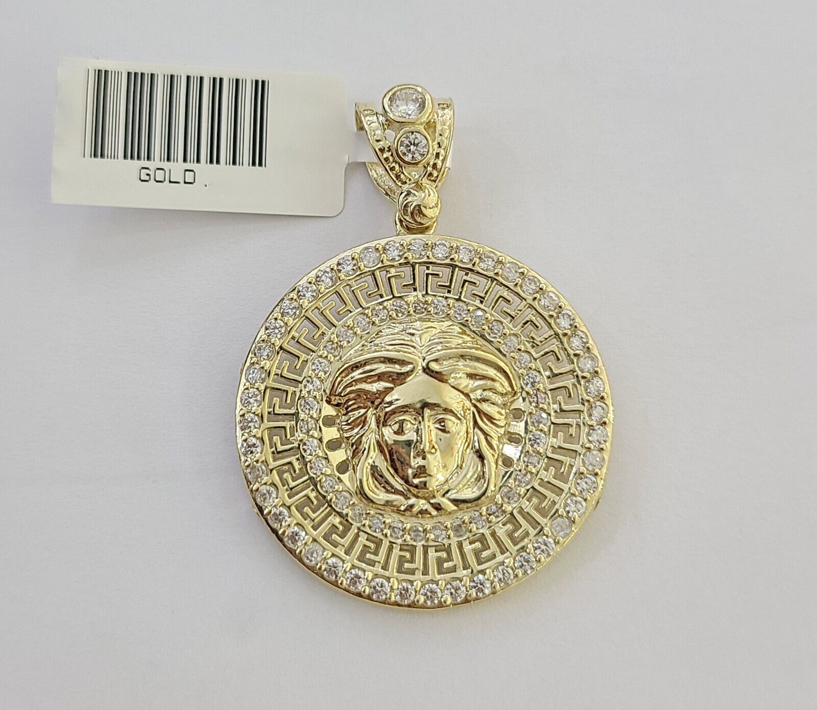 Real 10k Yellow Gold Head Charm Pendant 1.5" Inches Round Charm Circular 10kt - GoldenlinQ