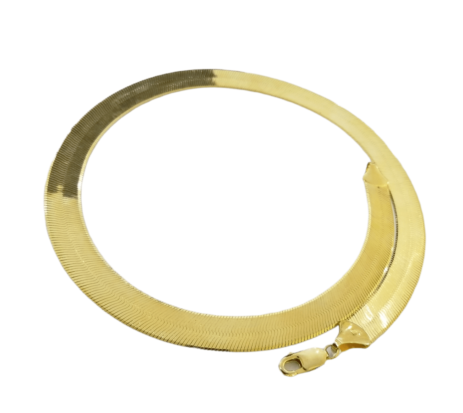 Real 10K Yellow Gold Herringbone 11mm Necklace Chain 20" Inch Solid Lobster Lock - GoldenlinQ