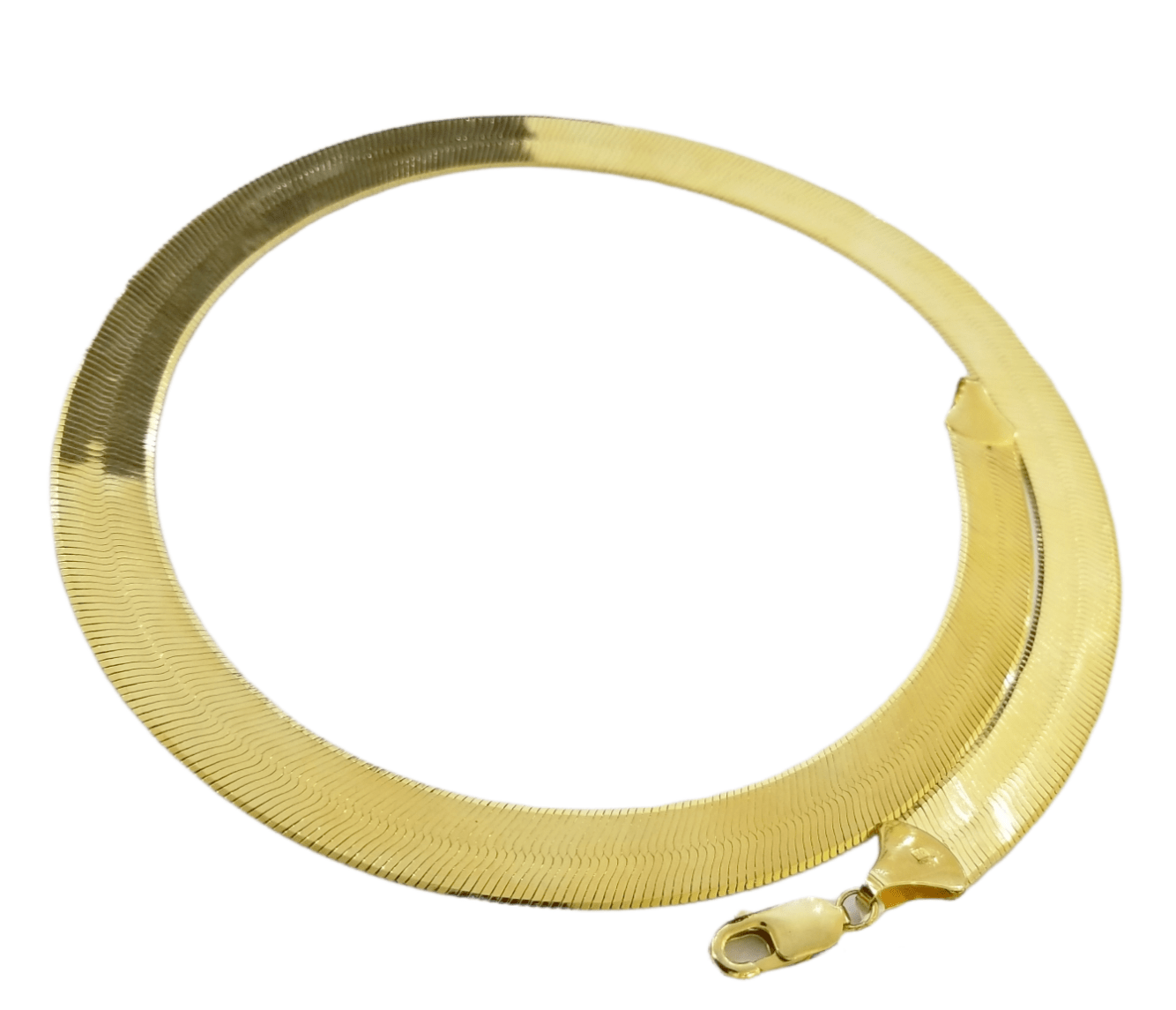 Real 10K Yellow Gold Herringbone 11mm Necklace Chain 22" Inch Lobster Lock Solid - GoldenlinQ