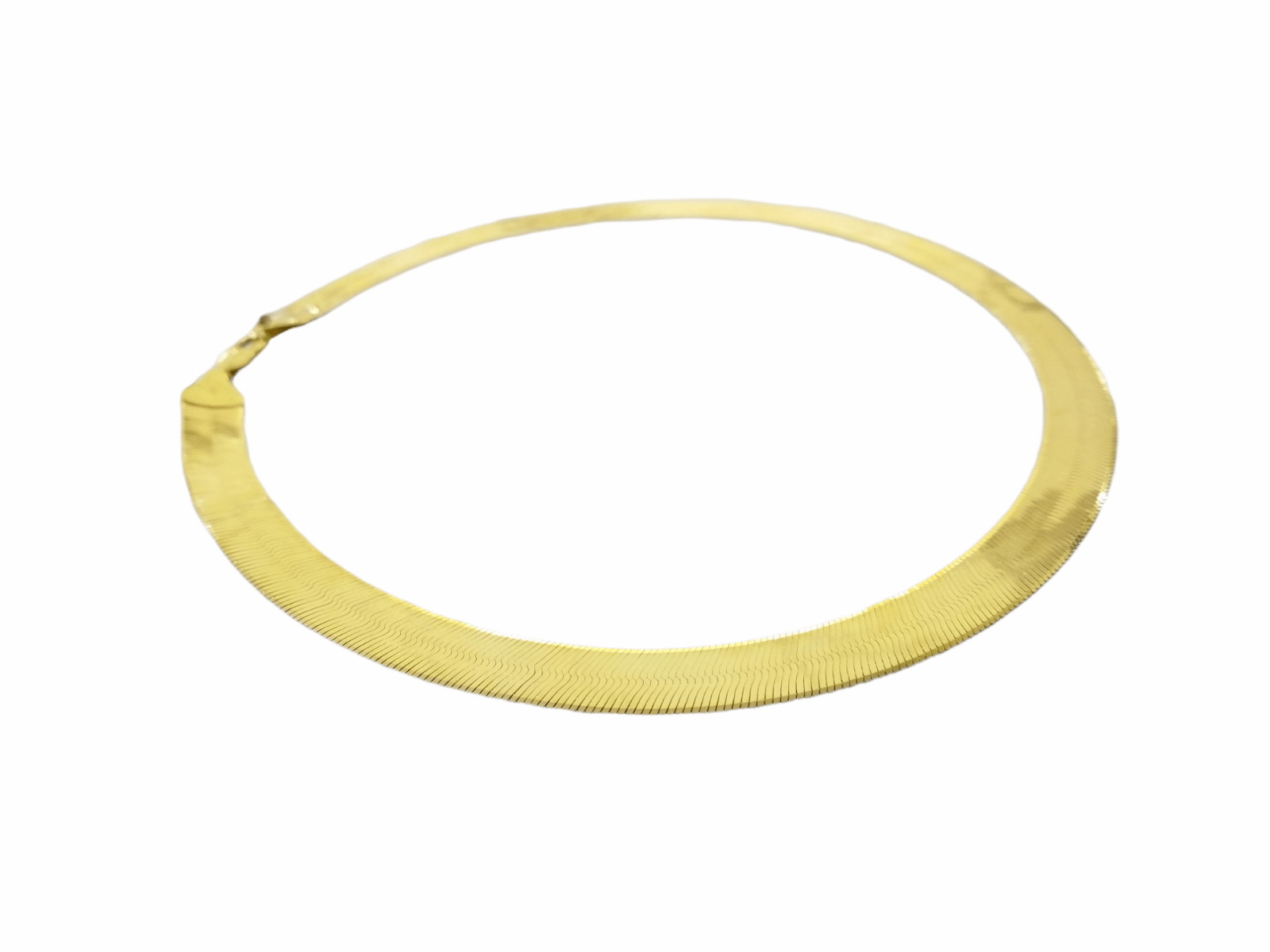 Real 10K Yellow Gold Herringbone 11mm Necklace Chain 23 Inch Solid Lobster Lock - GoldenlinQ