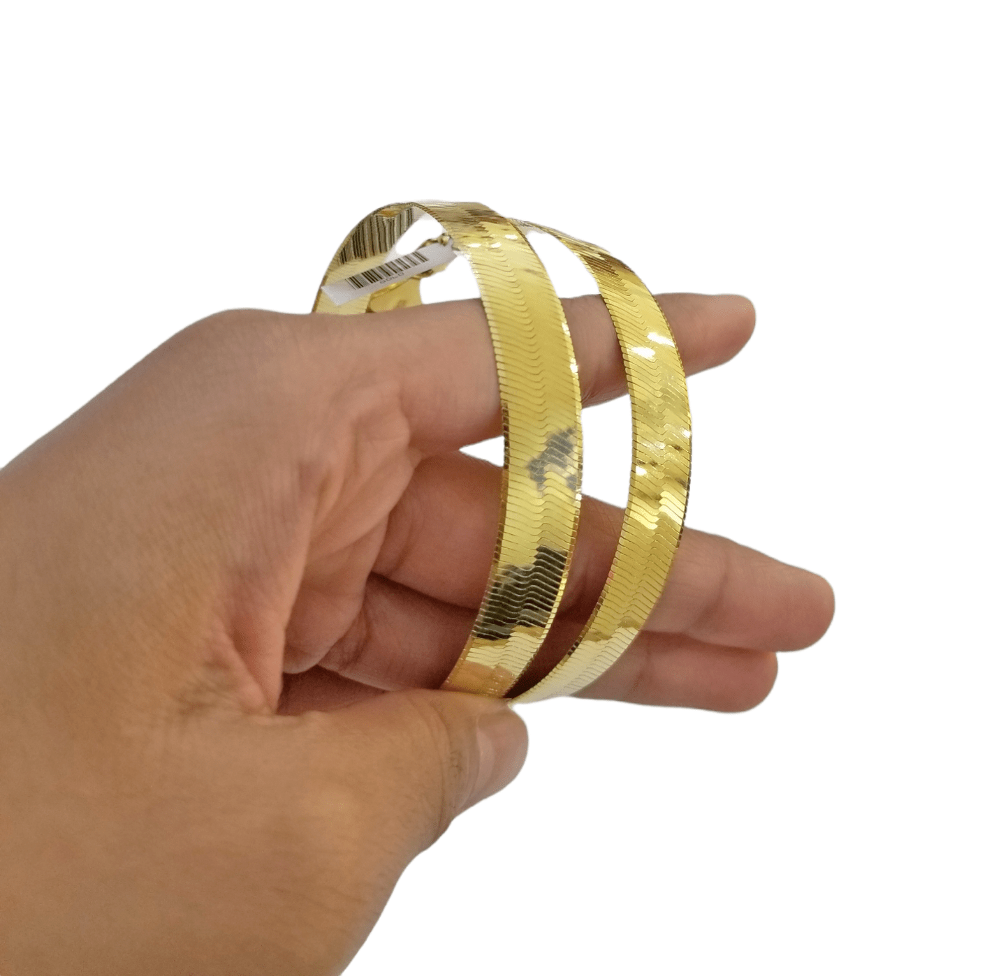 Real 10K Yellow Gold Herringbone 11mm Necklace Chain 23 Inch Solid Lobster Lock - GoldenlinQ