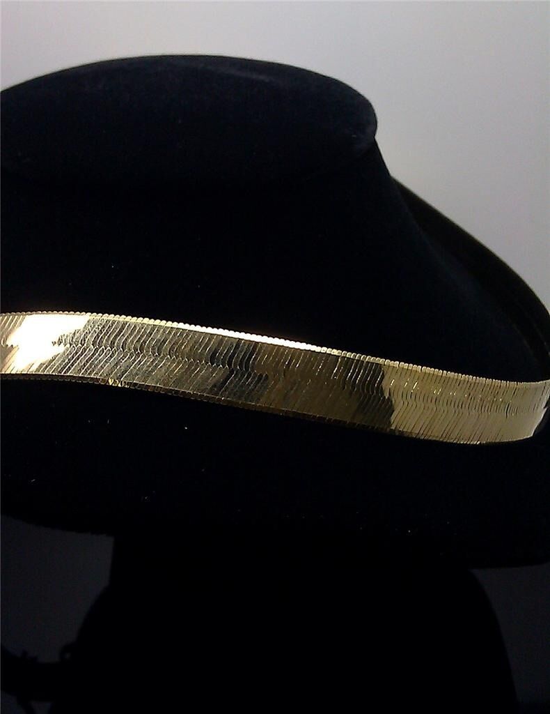 Real 10k Yellow Gold Herringbone 18" Necklace Chain 12mm - GoldenlinQ