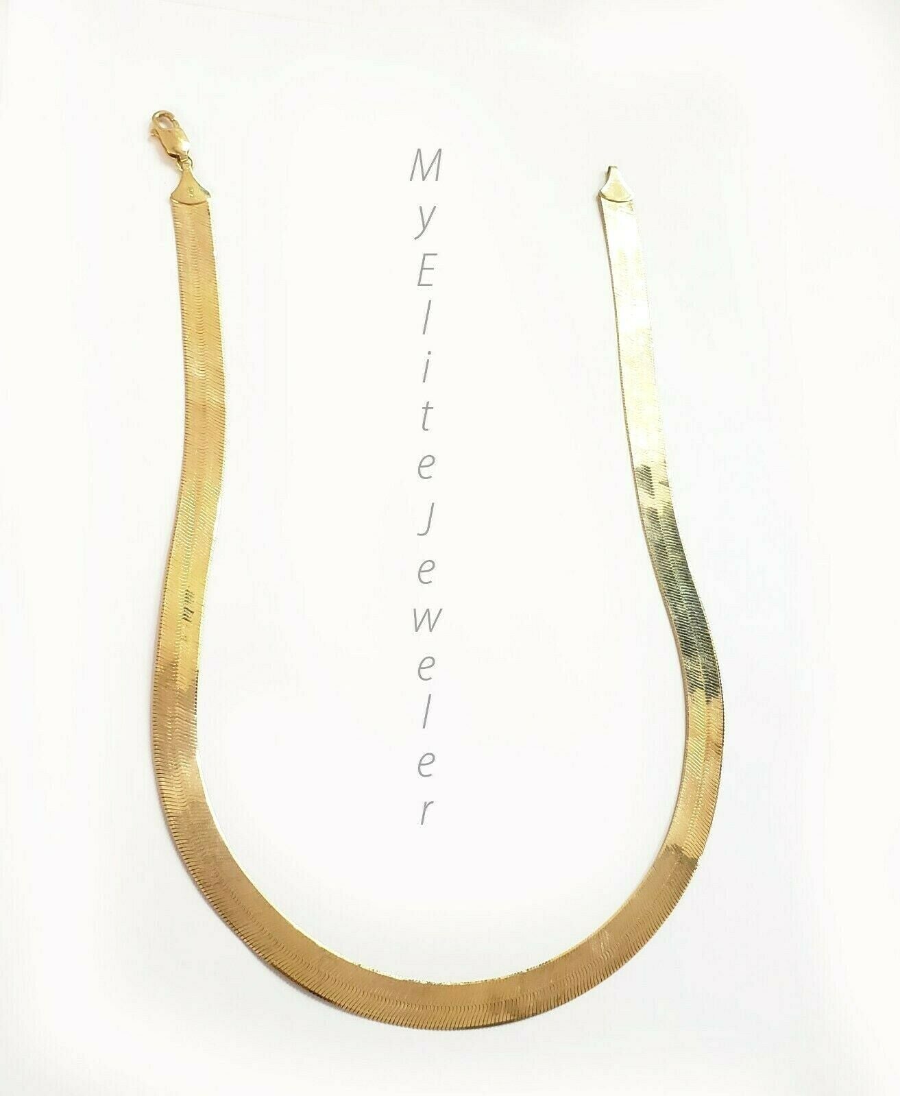 Real 10K Yellow Gold Herringbone Chain 18 Inch 10MM Necklace Ladies Men's SALE!! - GoldenlinQ