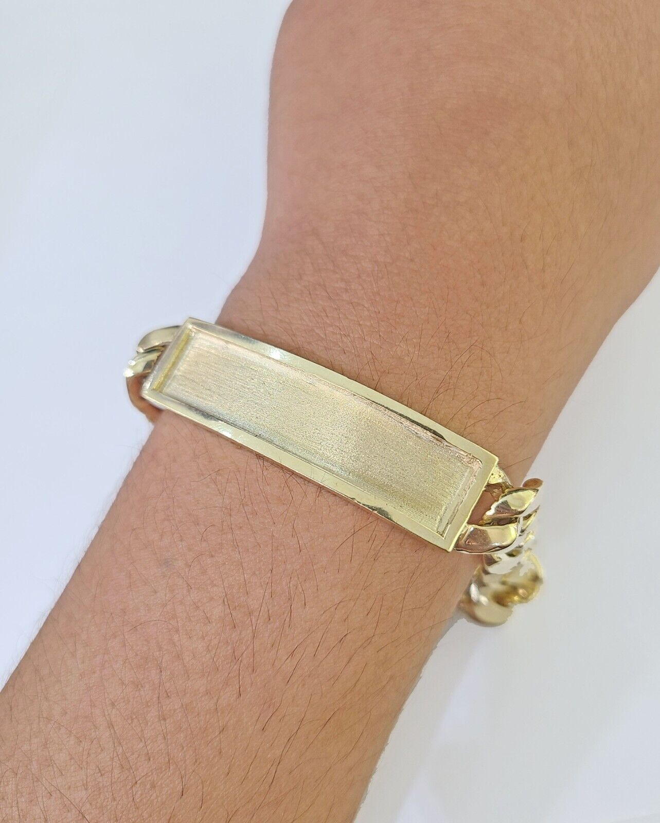 Real 10K Yellow Gold ID Bracelet Miami Cuban Link Solid 12mm 9" inch Name Plate - GoldenlinQ
