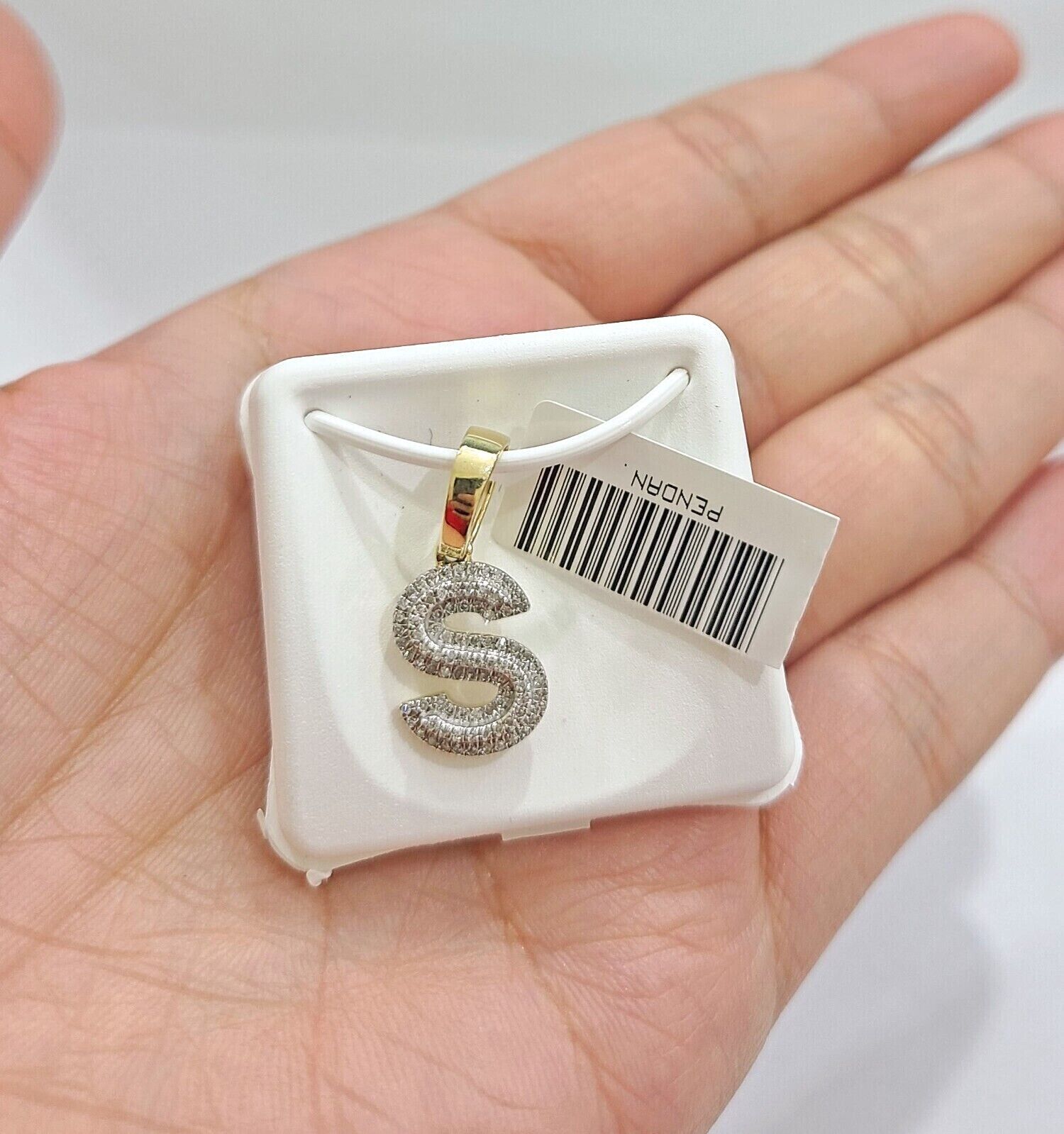 Real 10K Yellow Gold Initials Diamond Cut Charm A - Z Pendant Alphabets - GoldenlinQ