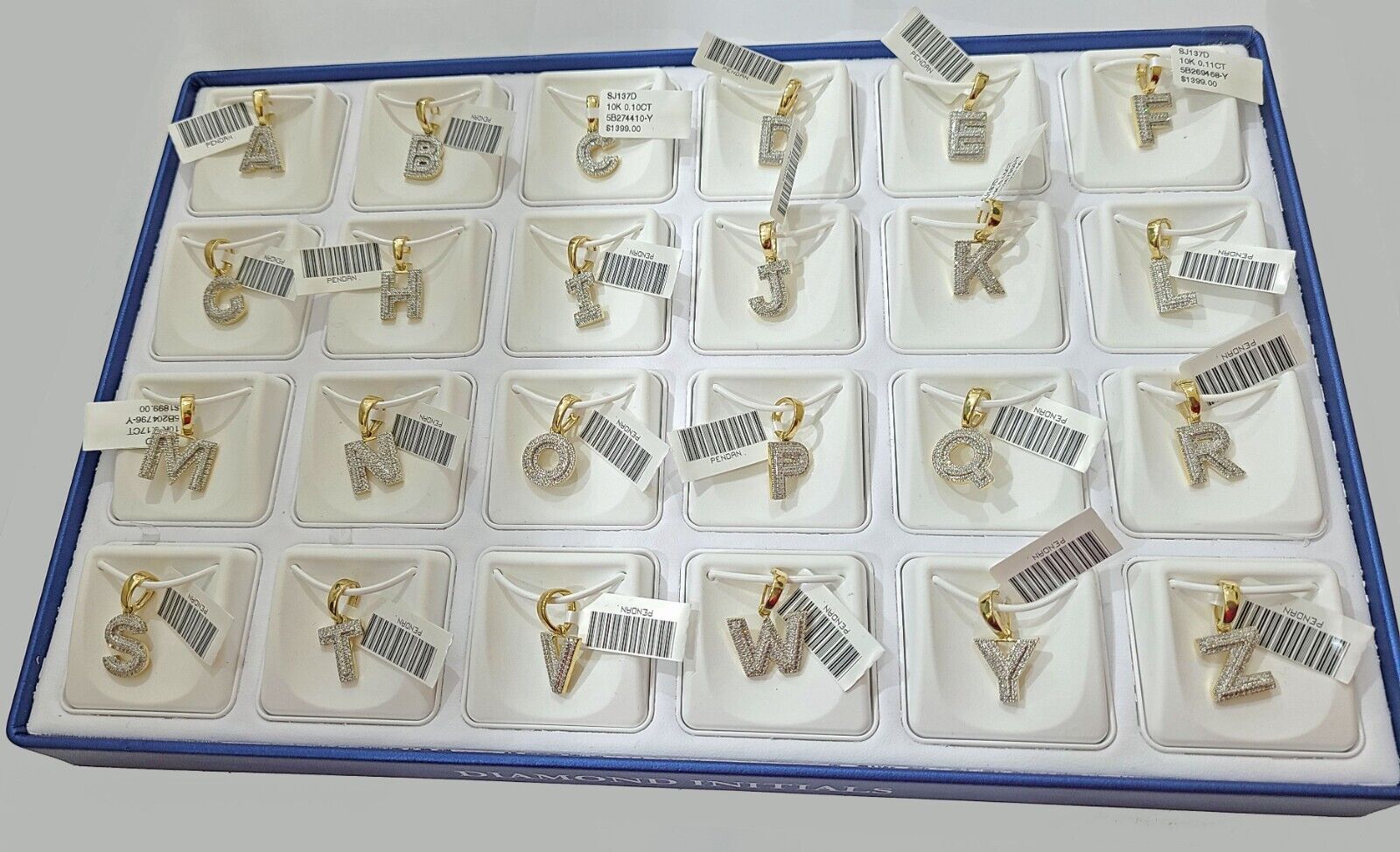 Real 10K Yellow Gold Initials Diamond Cut Charm A - Z Pendant Alphabets - GoldenlinQ