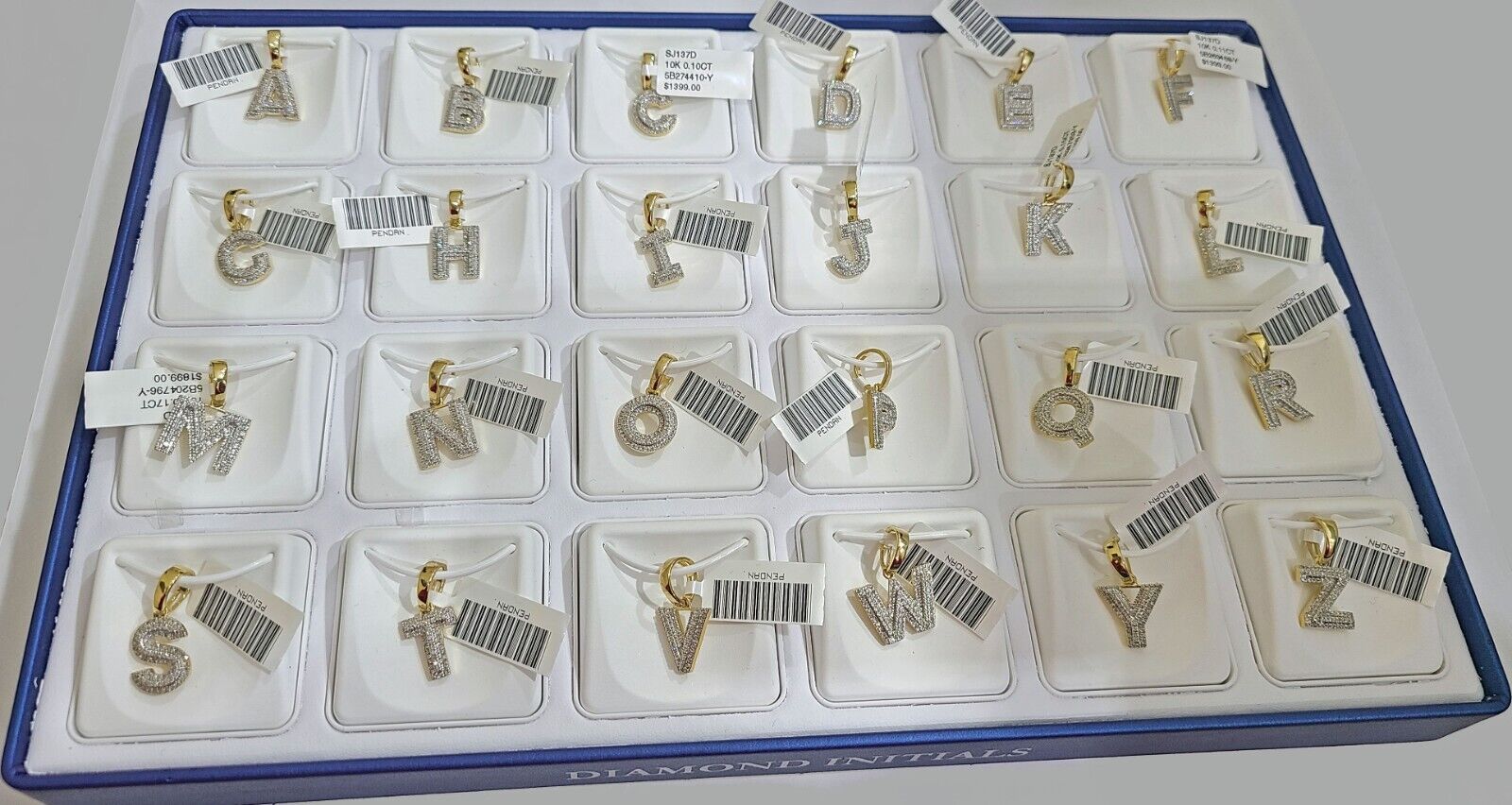 Real 10K Yellow Gold Initials Diamond Cut Charm A - Z Pendant Alphabets - GoldenlinQ