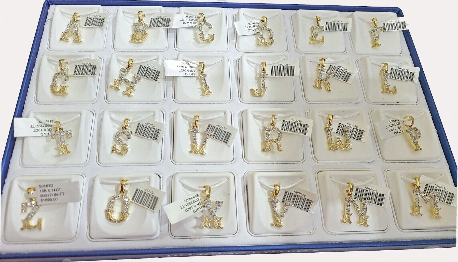 Real 10K Yellow Gold Initials Diamond Cut Charm A - Z Pendant Alphabets - GoldenlinQ