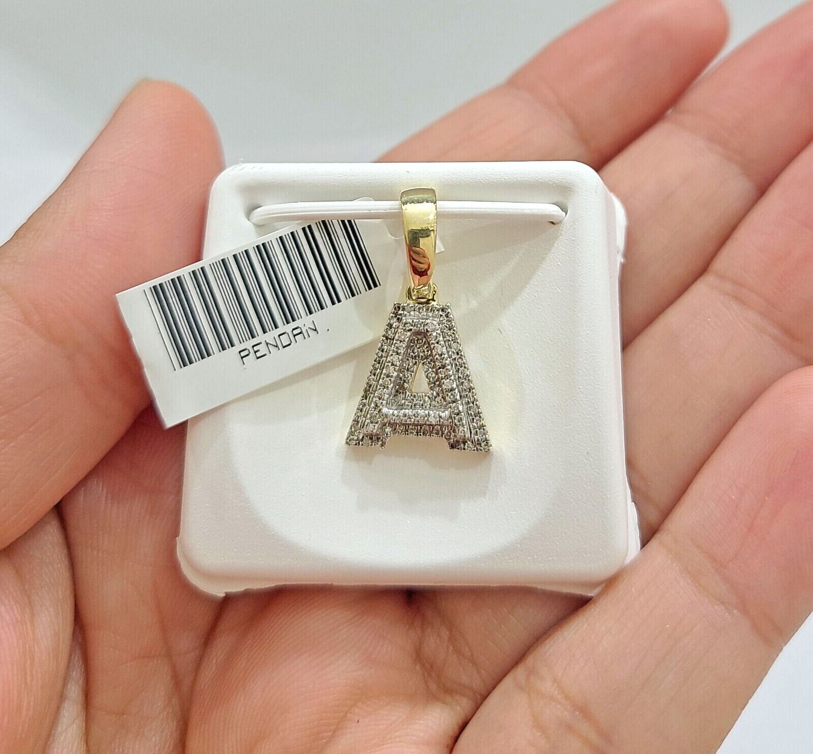 Real 10K Yellow Gold Initials Diamond Cut Charm A - Z Pendant Alphabets - GoldenlinQ