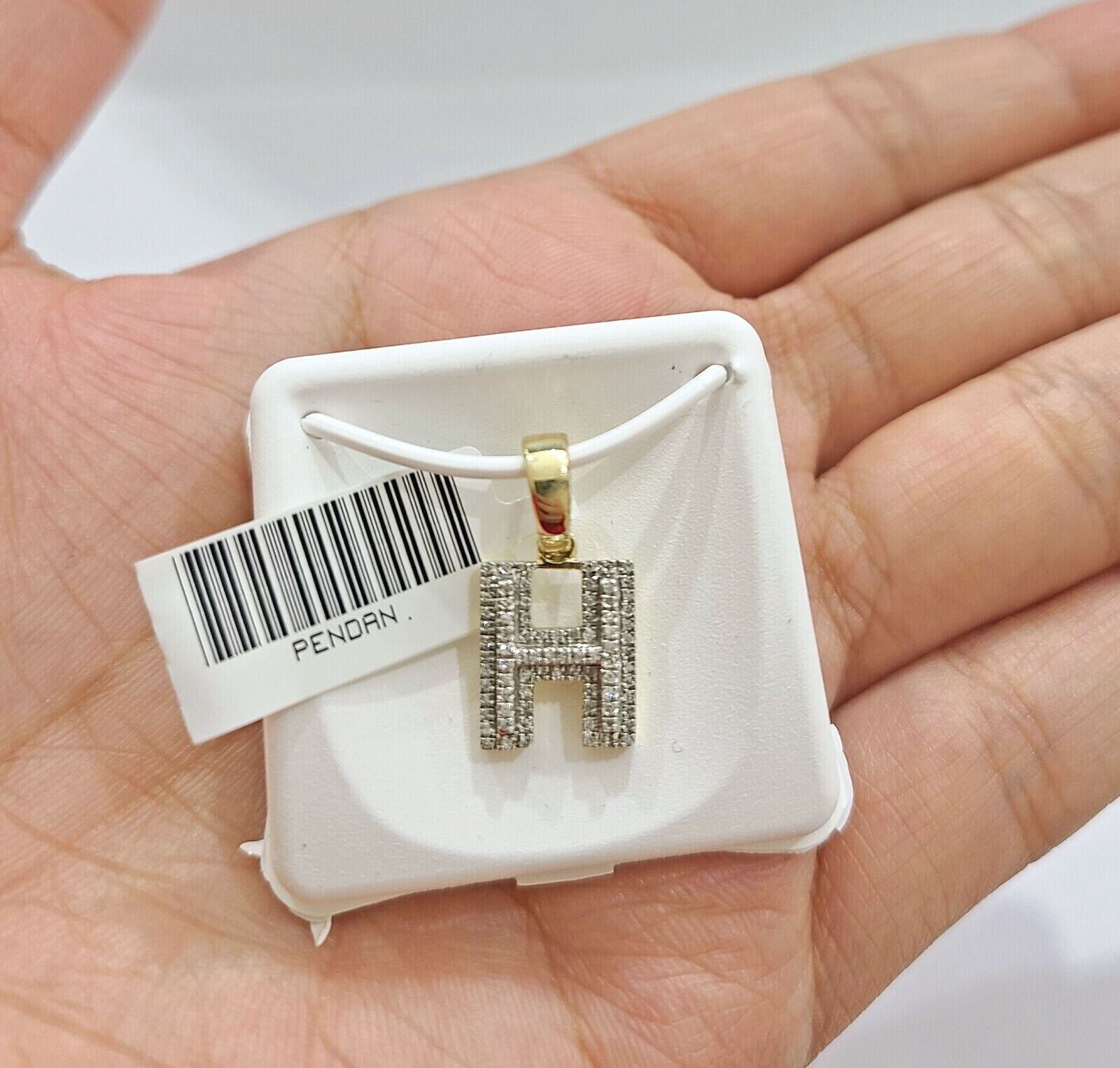 Real 10K Yellow Gold Initials Diamond Cut Charm A - Z Pendant Alphabets - GoldenlinQ