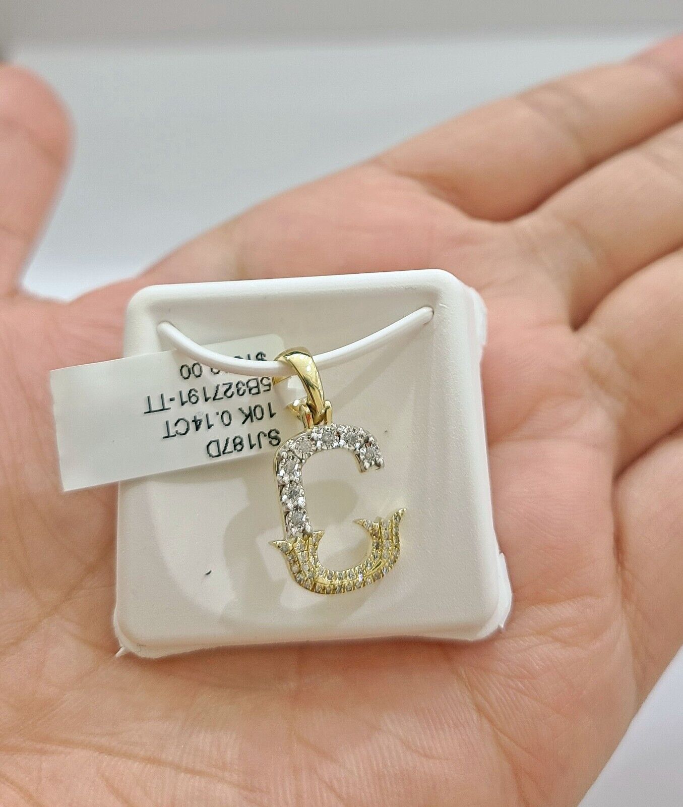 Real 10K Yellow Gold Initials Diamond Cut Charm A - Z Pendant Alphabets - GoldenlinQ