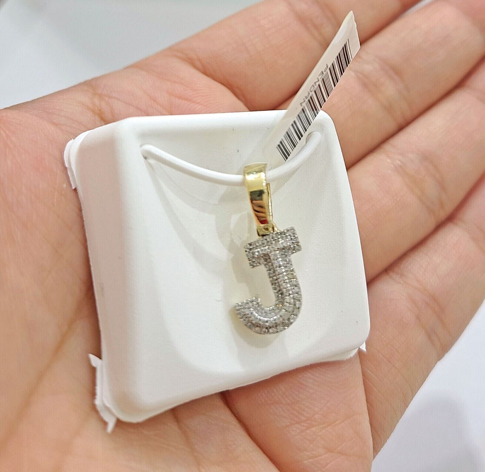 Real 10K Yellow Gold Initials Diamond Cut Charm A - Z Pendant Alphabets - GoldenlinQ