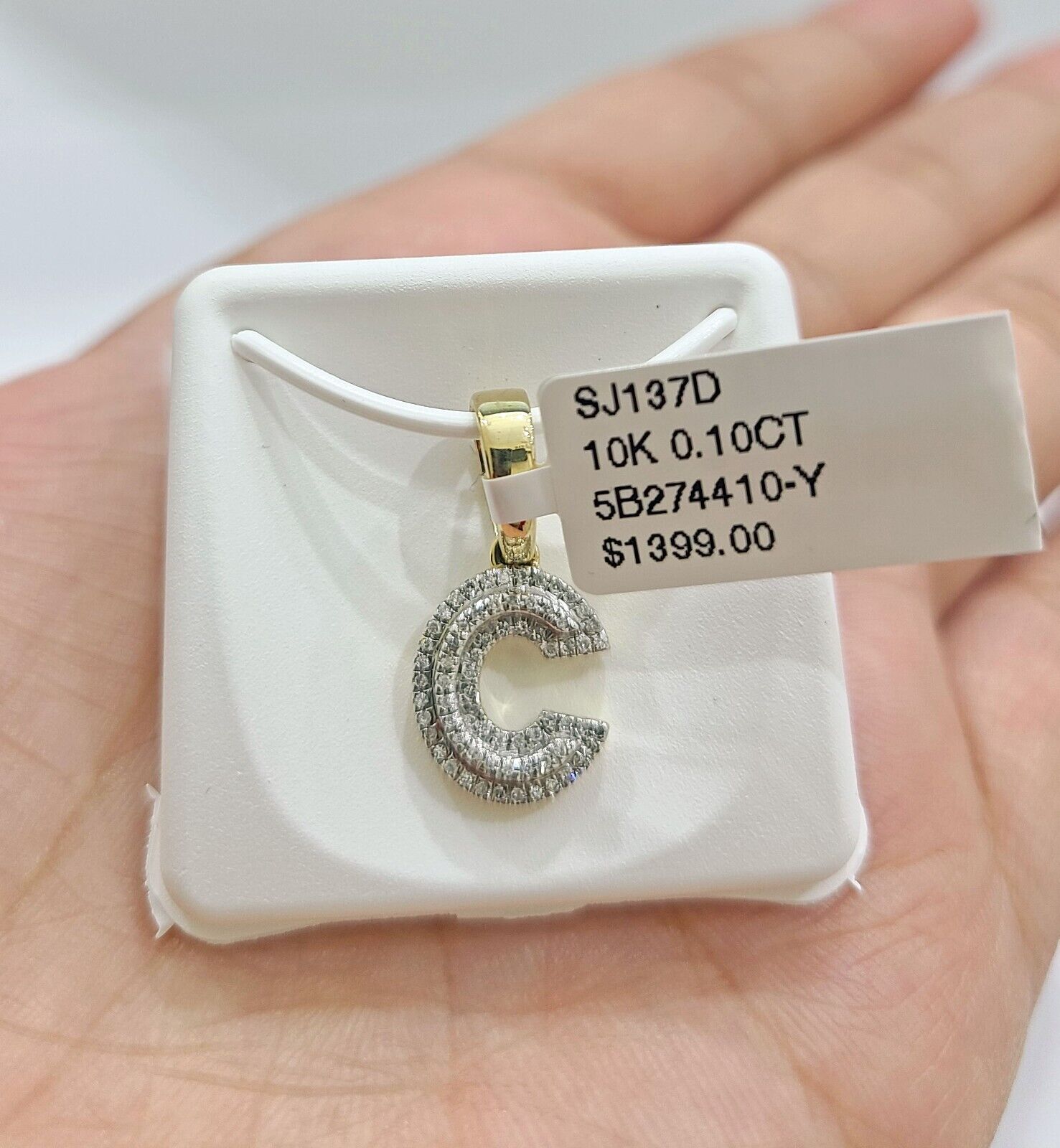 Real 10K Yellow Gold Initials Diamond Cut Charm A - Z Pendant Alphabets - GoldenlinQ