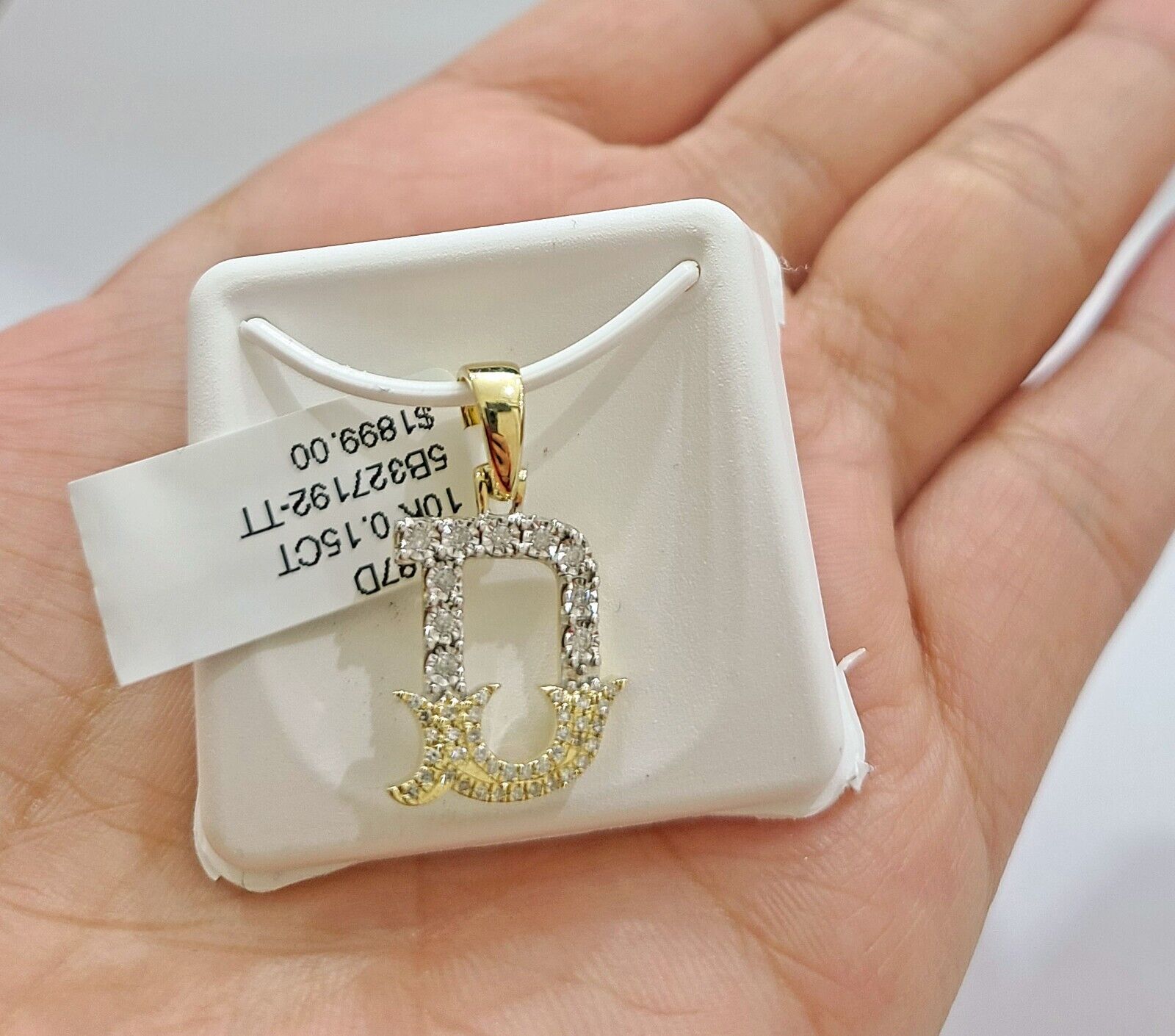 Real 10K Yellow Gold Initials Diamond Cut Charm A - Z Pendant Alphabets - GoldenlinQ