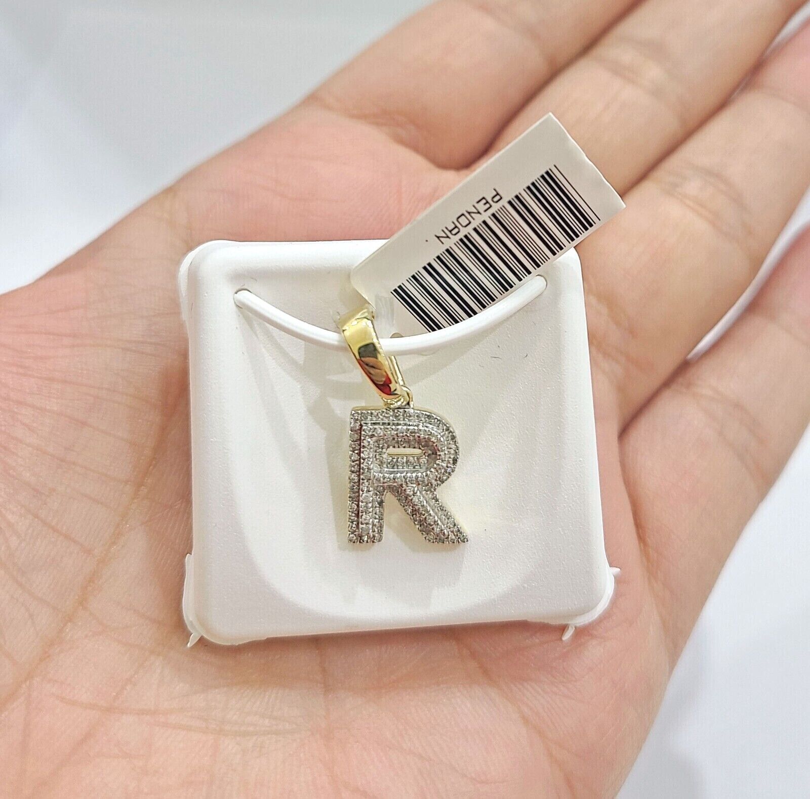 Real 10K Yellow Gold Initials Diamond Cut Charm A - Z Pendant Alphabets - GoldenlinQ