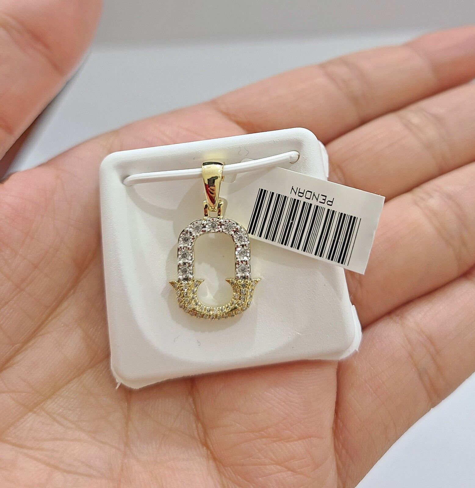 Real 10K Yellow Gold Initials Diamond Cut Charm A - Z Pendant Alphabets - GoldenlinQ