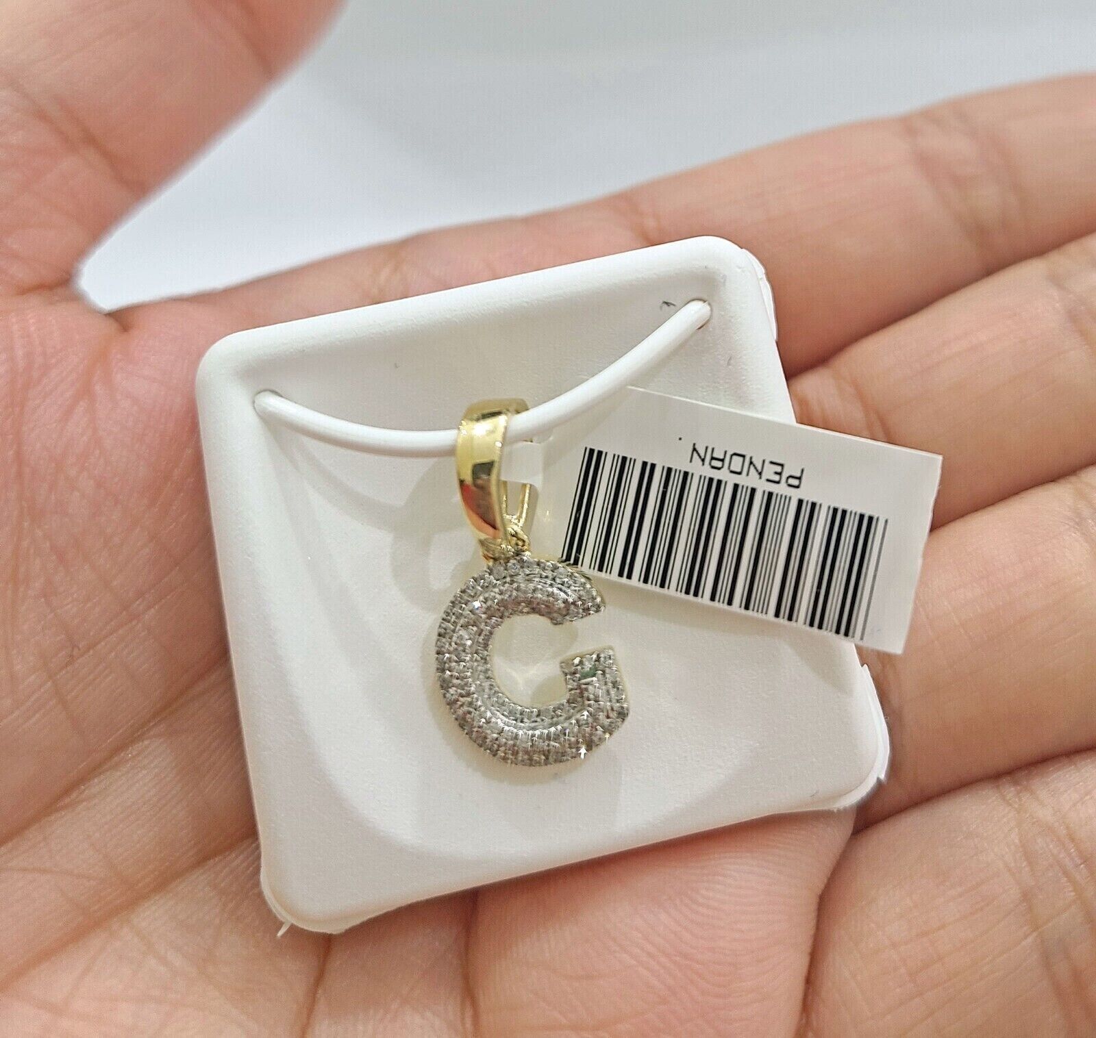 Real 10K Yellow Gold Initials Diamond Cut Charm A - Z Pendant Alphabets - GoldenlinQ