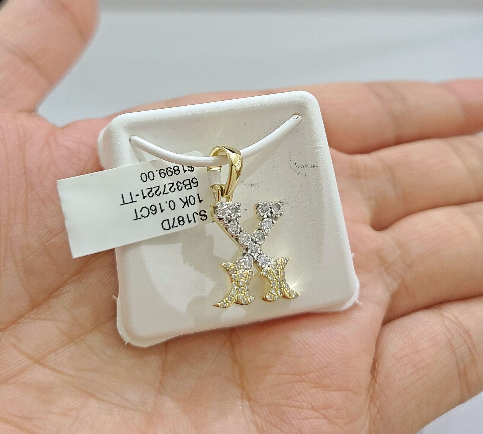 Real 10K Yellow Gold Initials Diamond Cut Charm A - Z Pendant Alphabets - GoldenlinQ