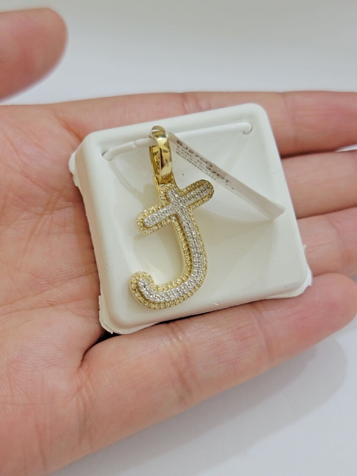 Real 10k Yellow Gold J Charm Pendant Letter Initial With Diamonds For Mens - GoldenlinQ