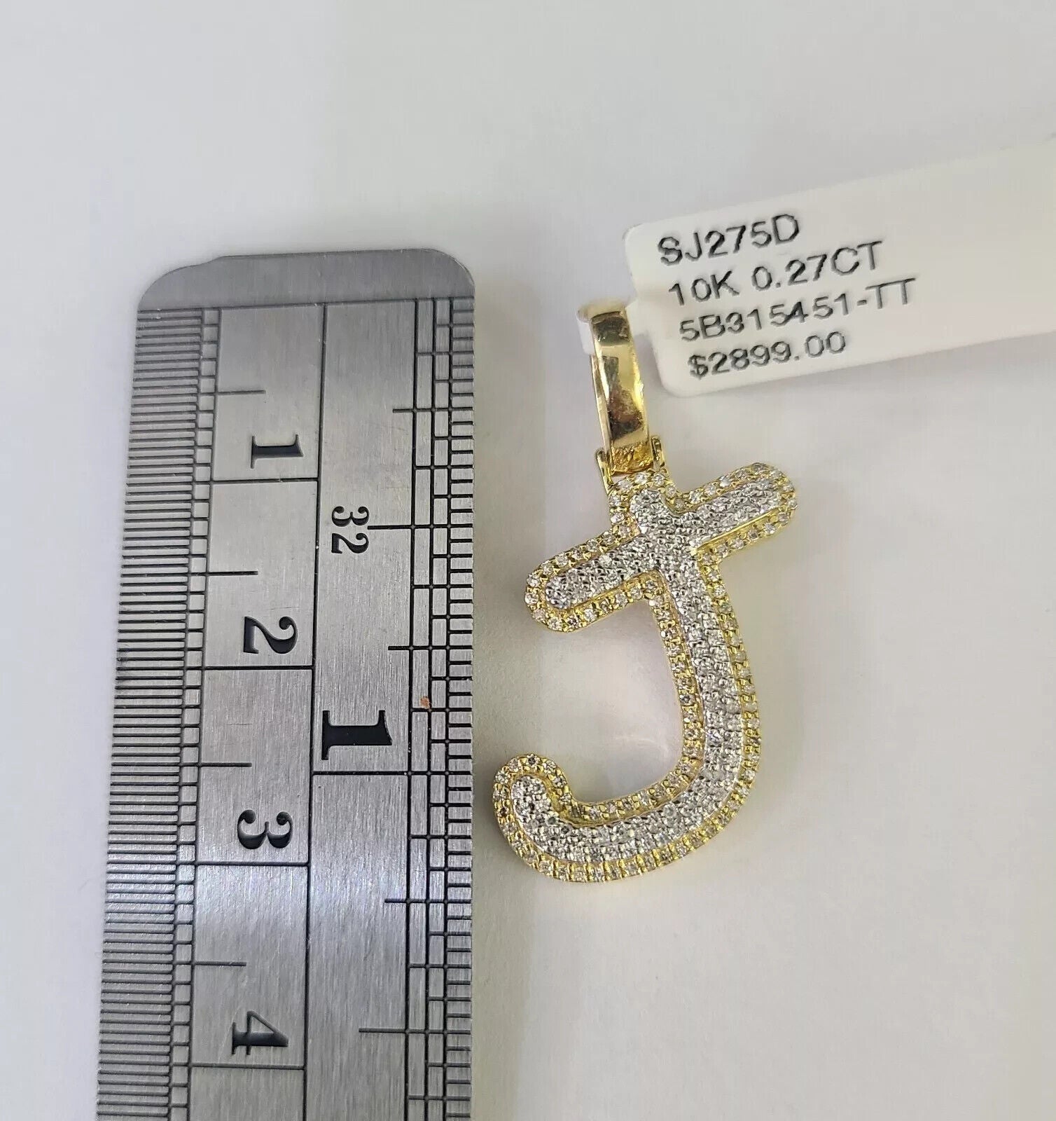Real 10k Yellow Gold J Charm Pendant Letter Initial With Diamonds For Mens - GoldenlinQ