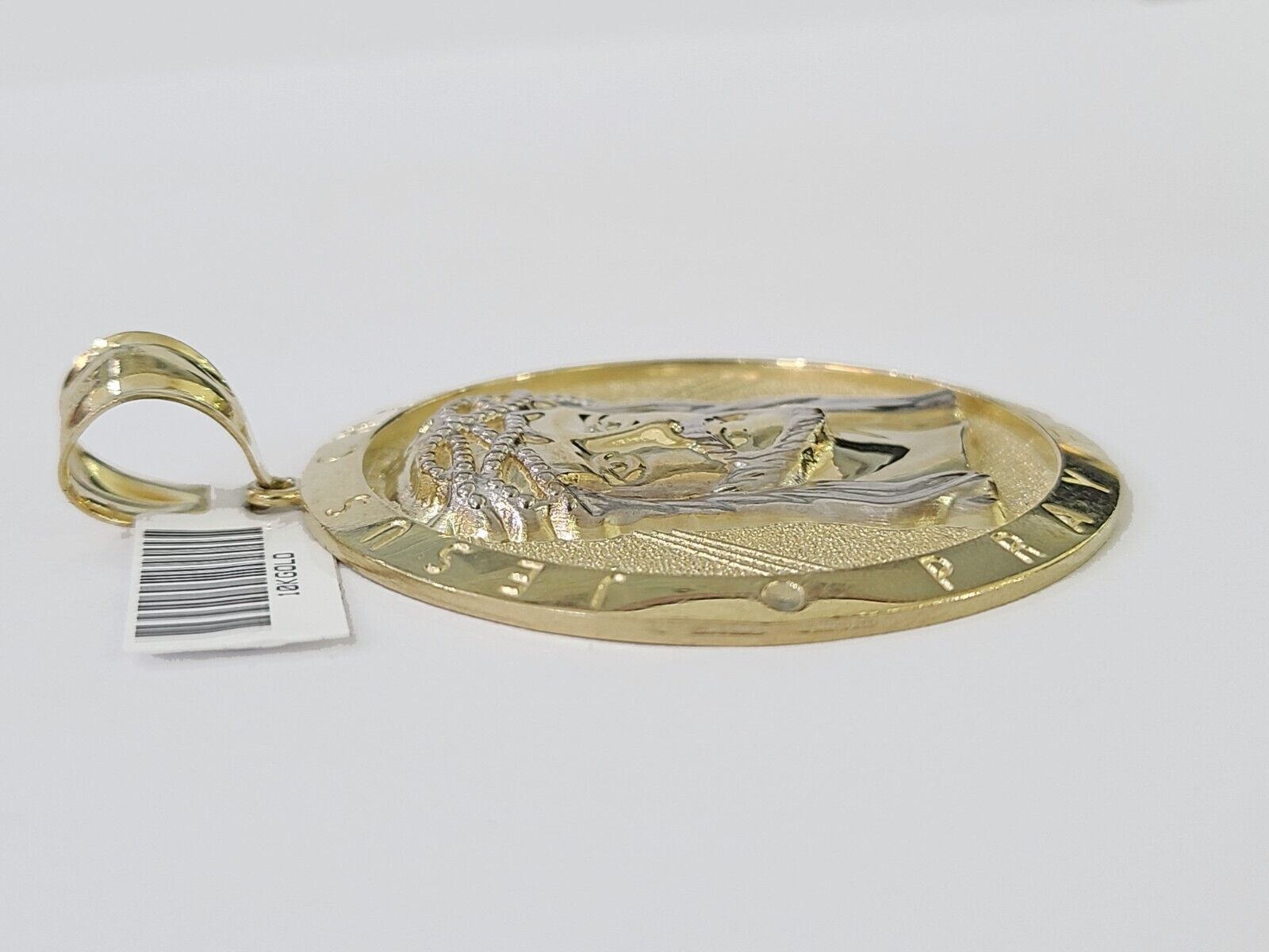 Real 10K Yellow Gold Jesus Crist Pendant Charm Diamond Cut Circular Genuine - GoldenlinQ