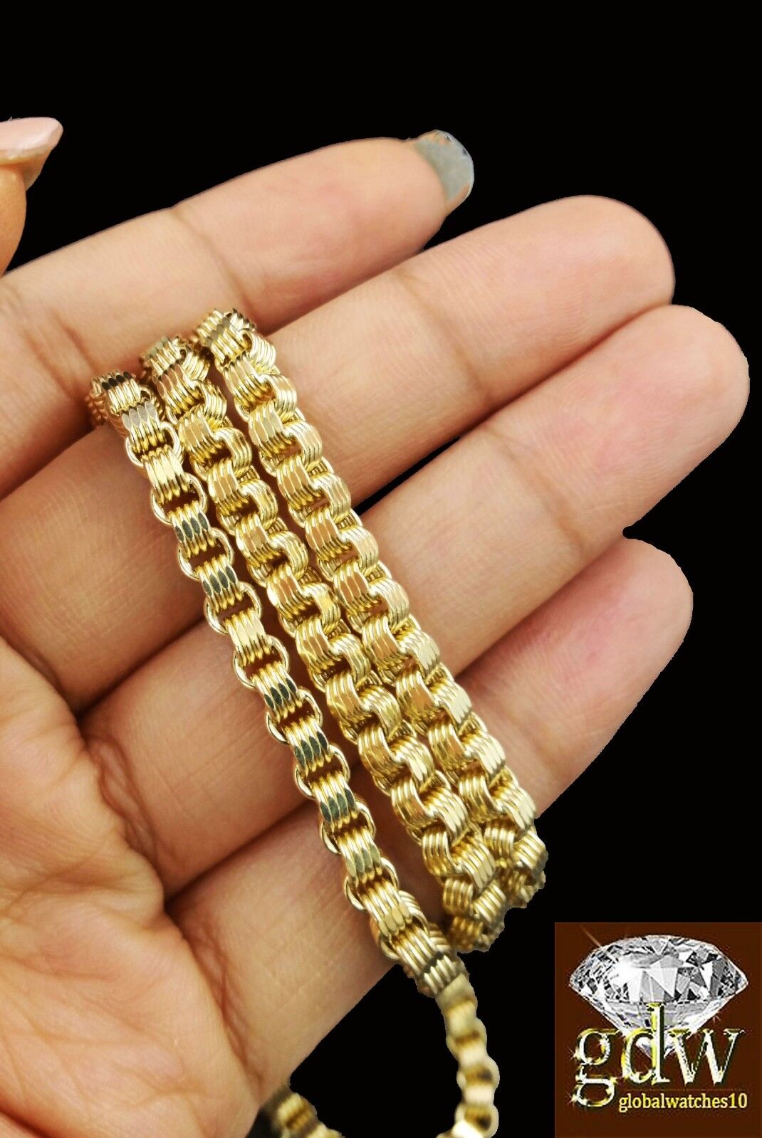 Real 10k Yellow Gold Jesus Cross Charm Pendant with 26 Inch Byzantine Chain - GoldenlinQ