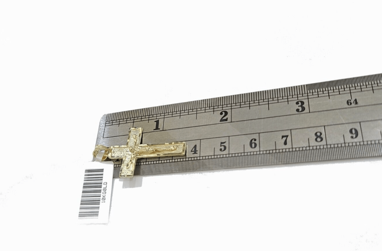 Real 10k Yellow Gold Jesus Cross Charm Rope Chain Necklace 3mm 20'' Pendant 10kt - GoldenlinQ