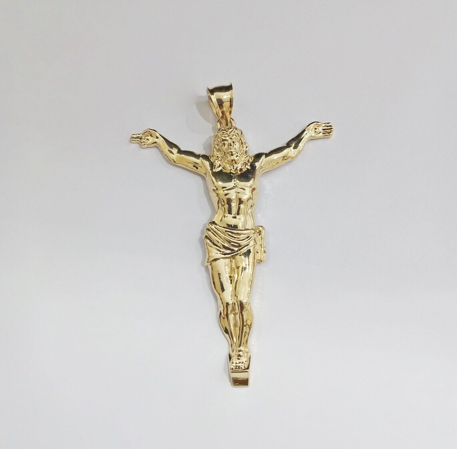 Real 10k Yellow Gold Jesus Crucifix Charm 10kt Pendant Men Women - GoldenlinQ