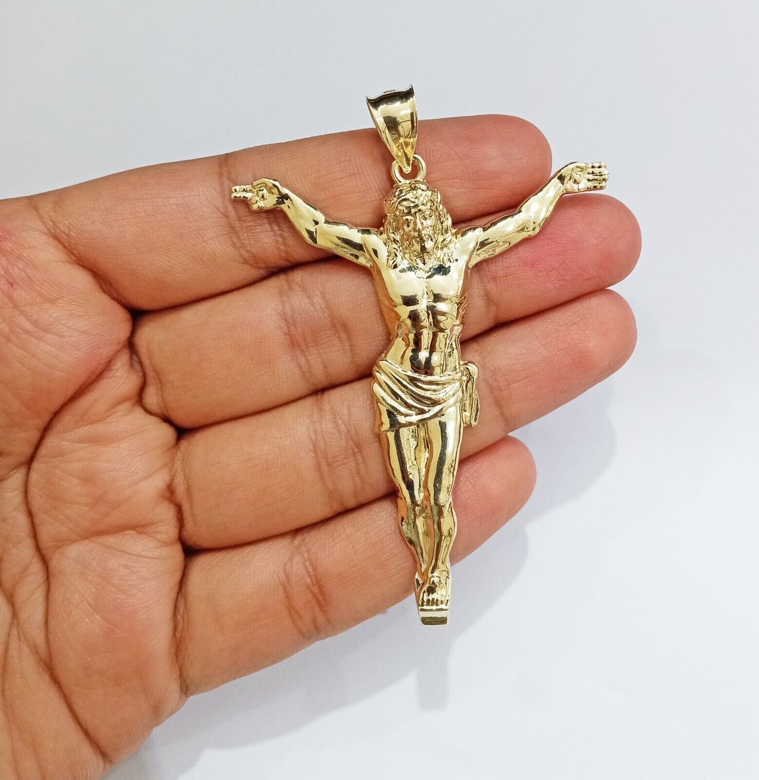 Real 10k Yellow Gold Jesus Crucifix Charm 10kt Pendant Men Women - GoldenlinQ